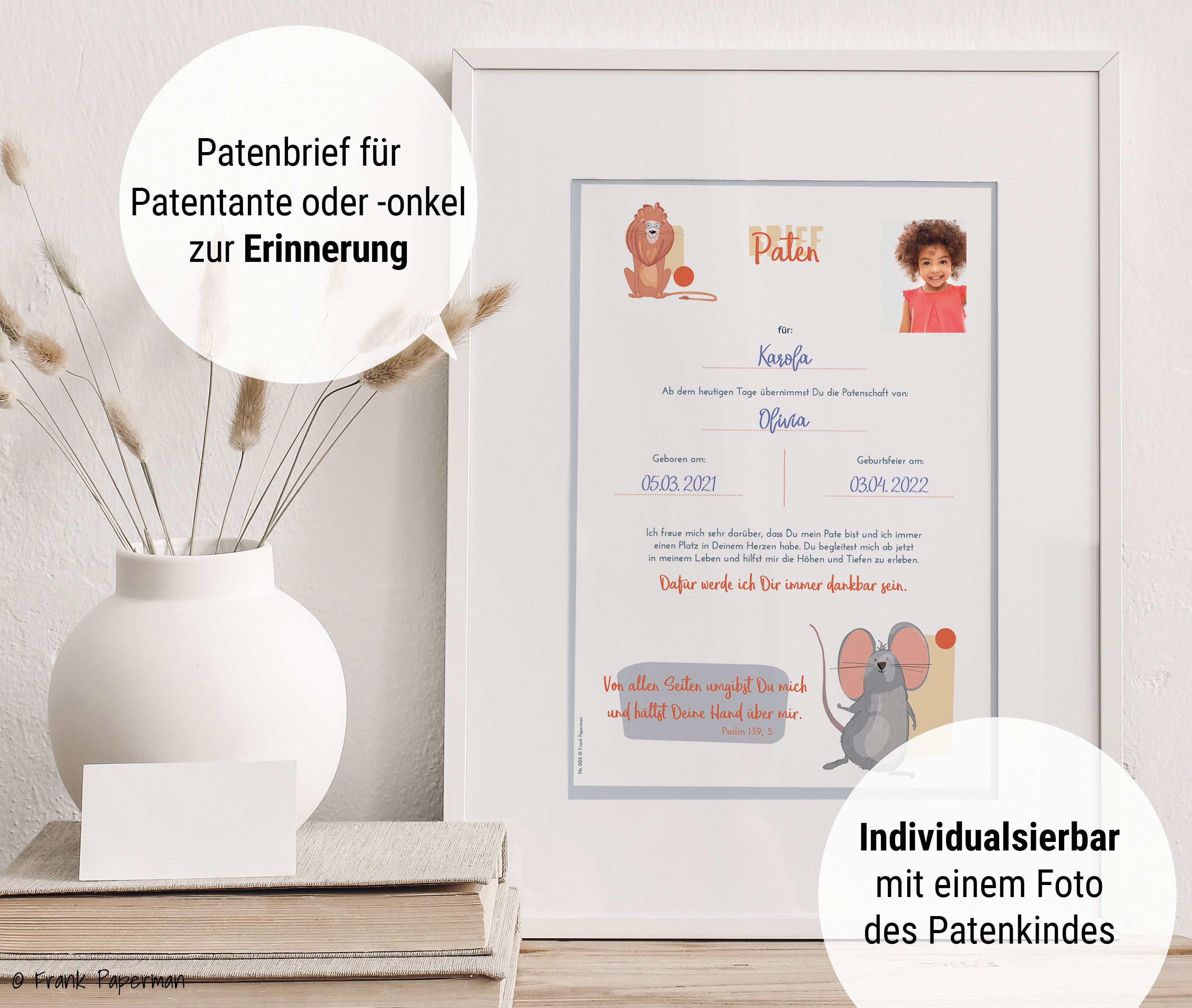 Patenbrief für Taufpaten  – Verspielt