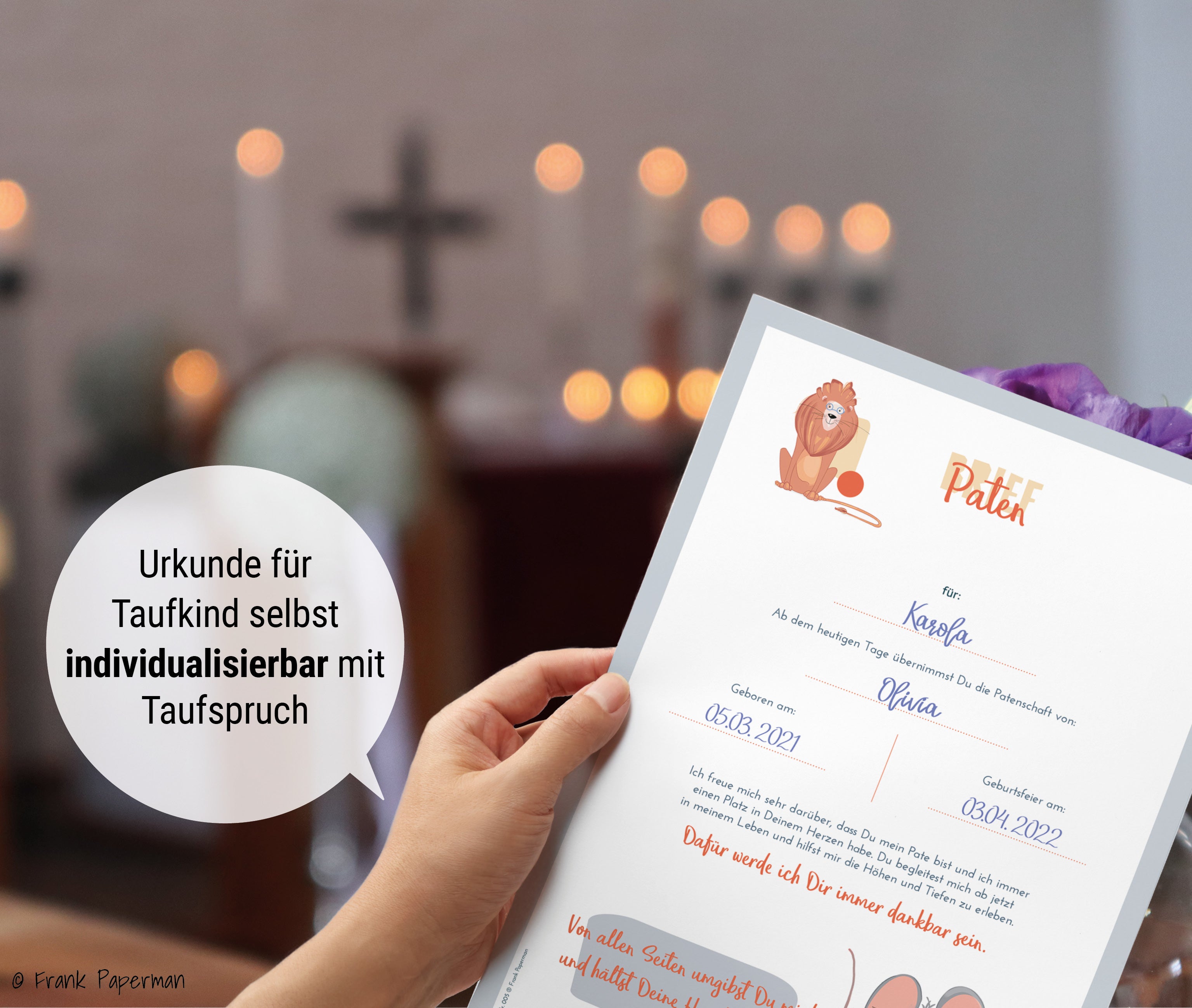 Patenbrief für Taufpaten  – Verspielt