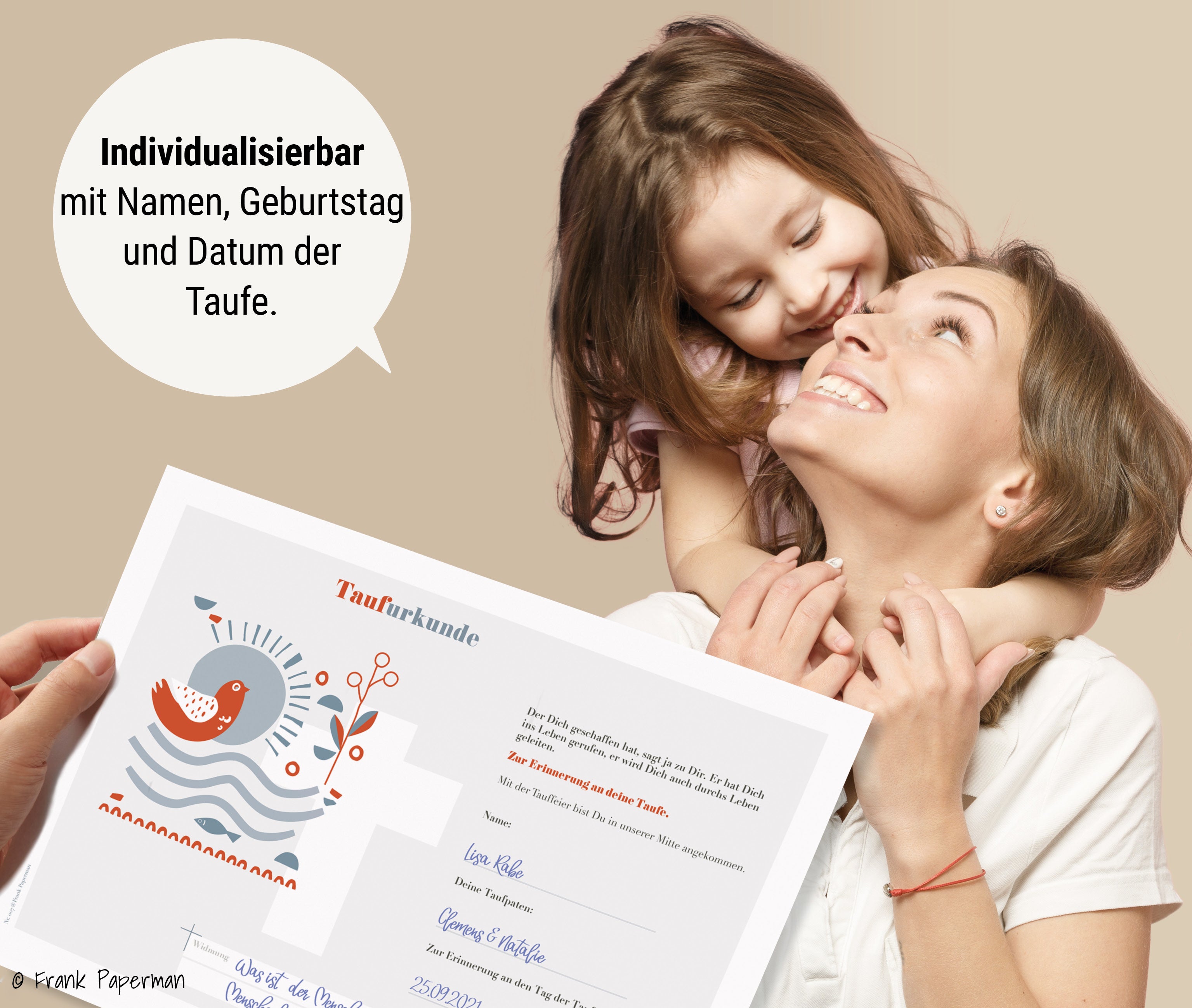 Patenbrief für Taufpaten  – Christlich modern