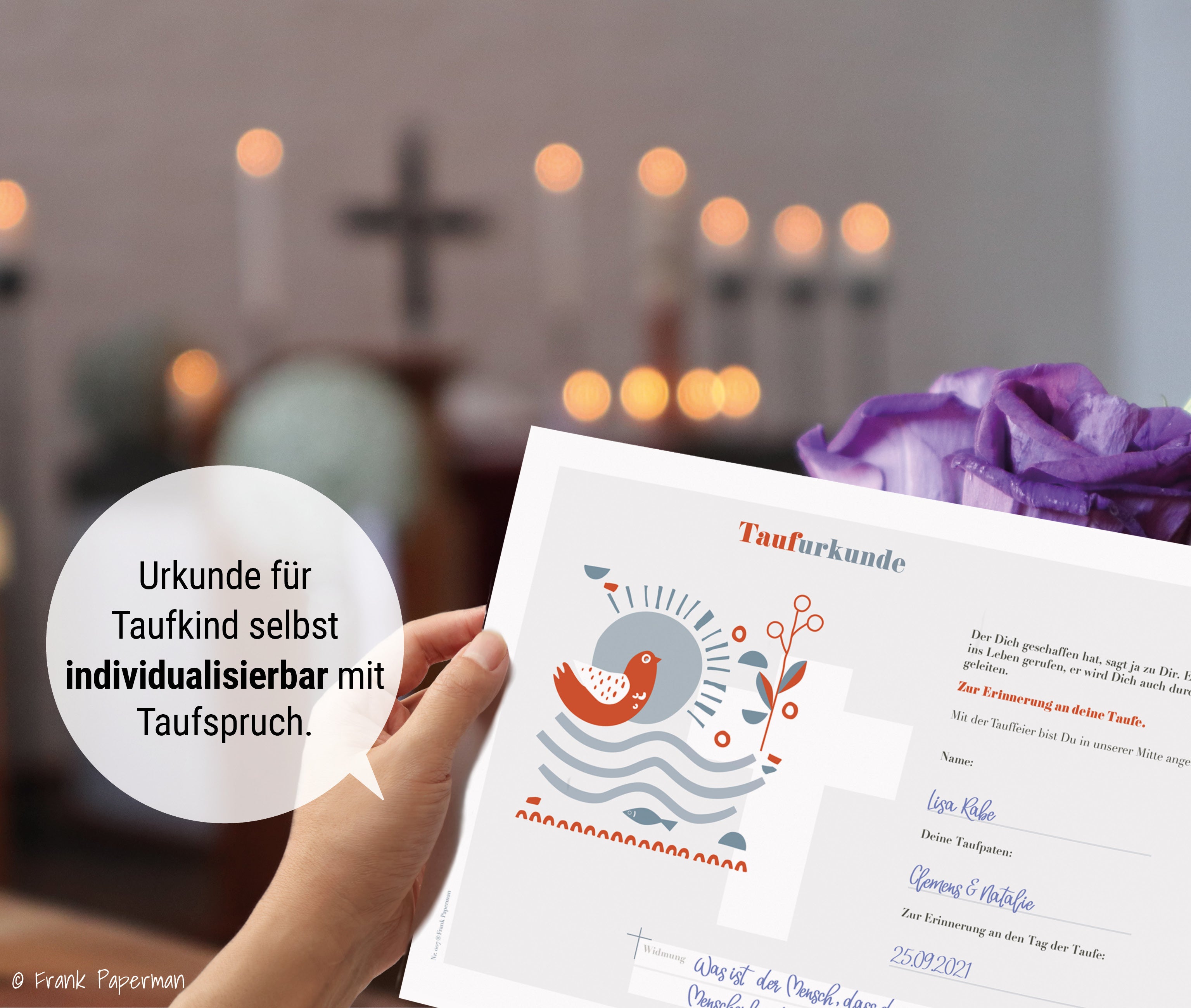 Patenbrief für Taufpaten  – Christlich modern