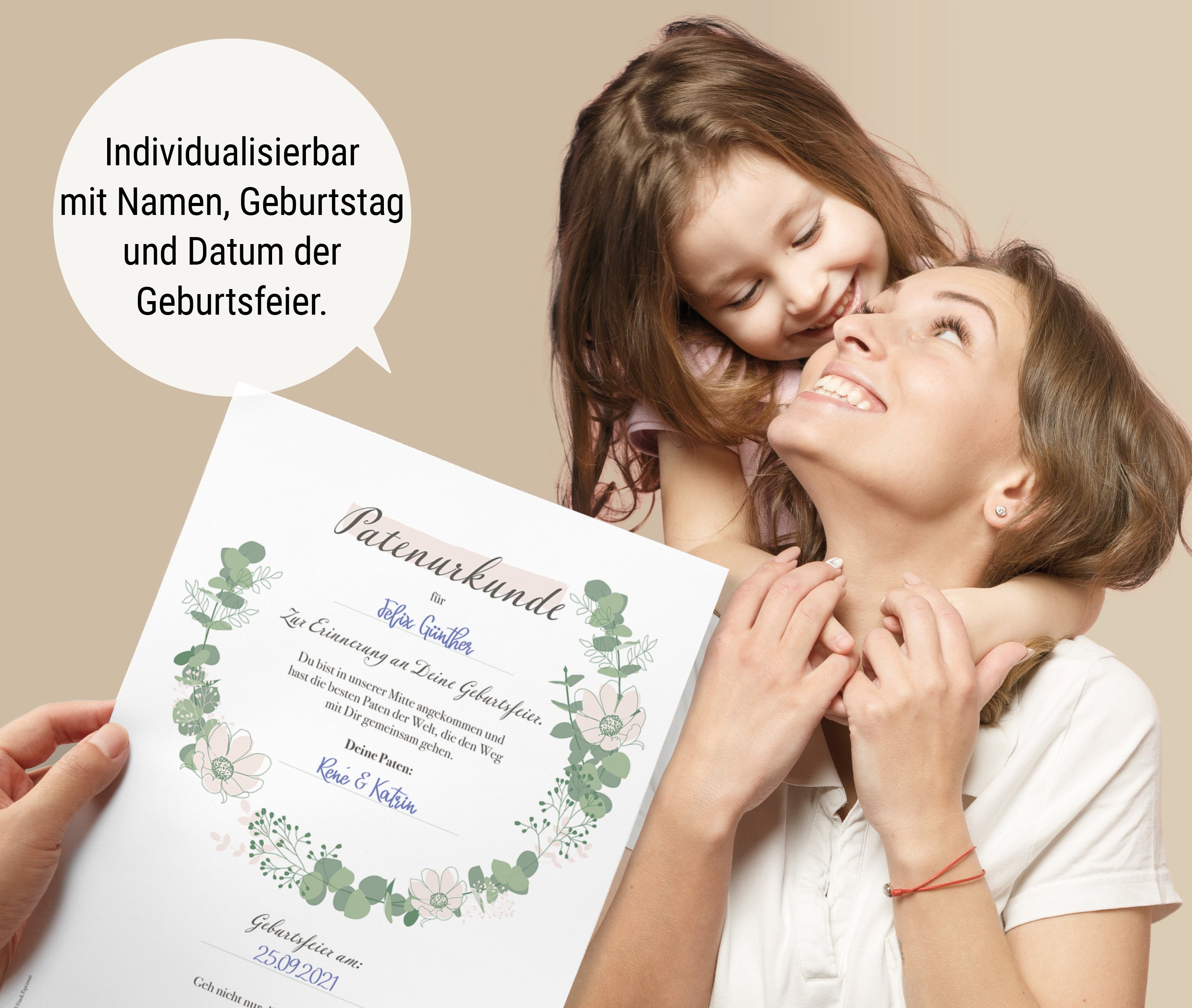 Patenbrief für Taufpaten  – Floral