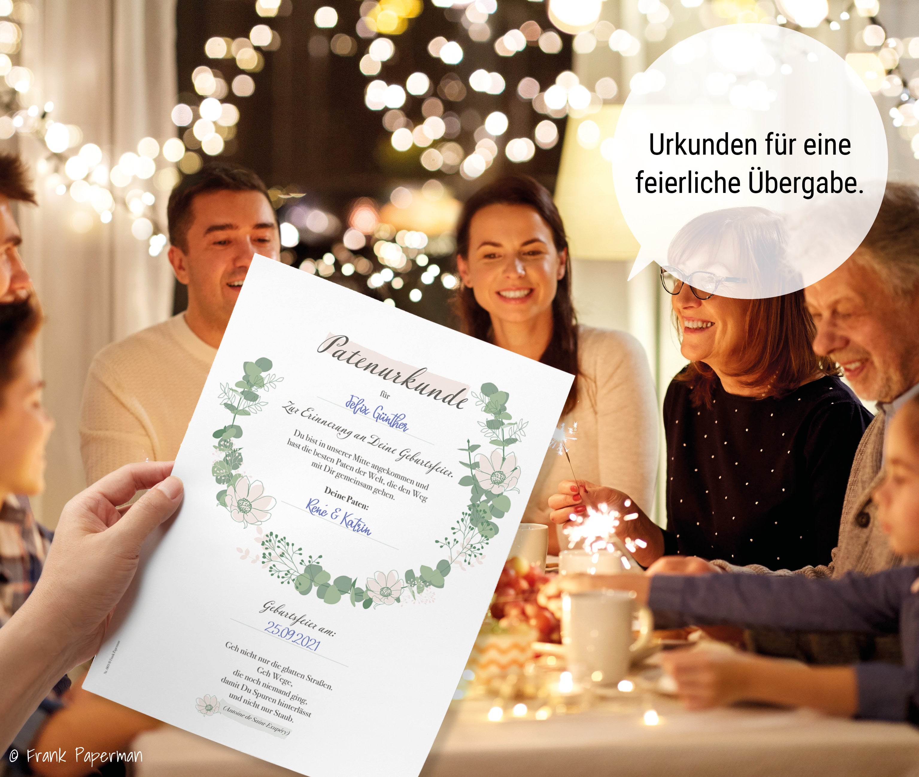 Patenbrief für Taufpaten  – Floral