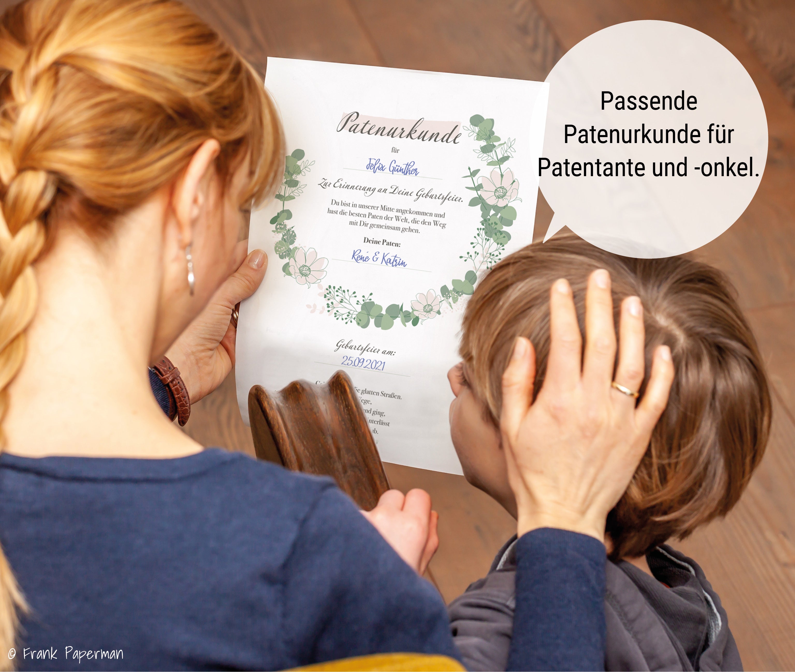 Patenbrief für Taufpaten  – Floral