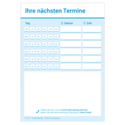 Terminzettel Praxis – 6 Termine Blau, Grün, Rot, Schwarz