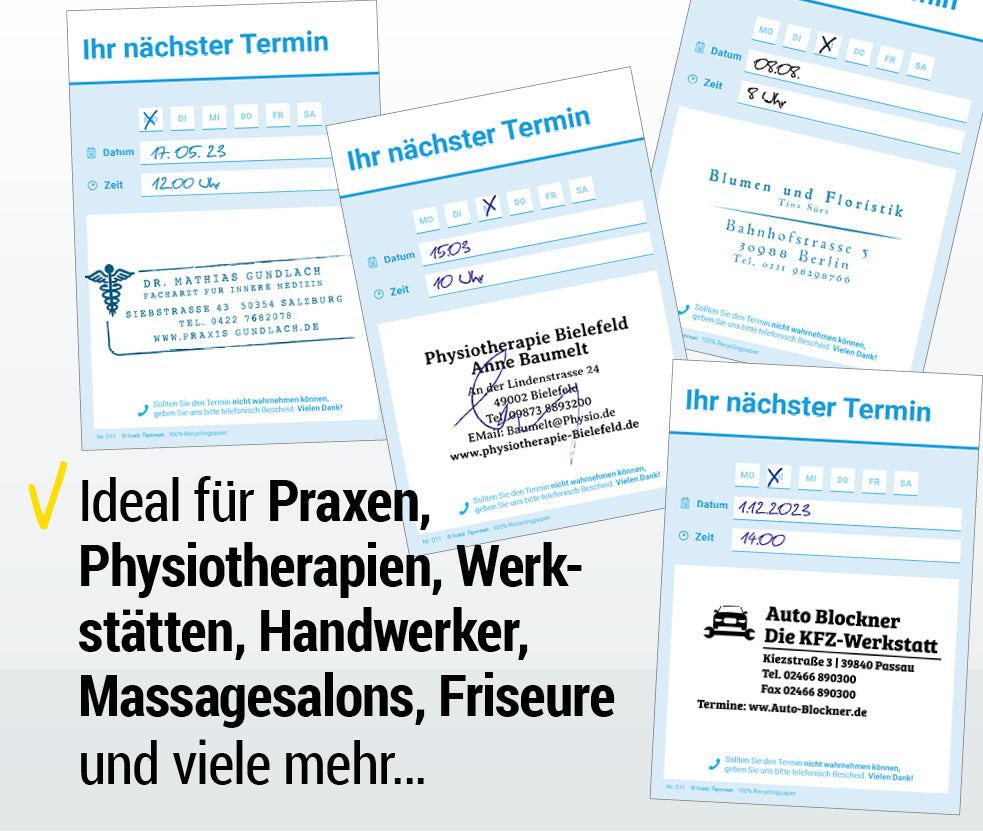 Terminzettel Praxis – 1 Termin
