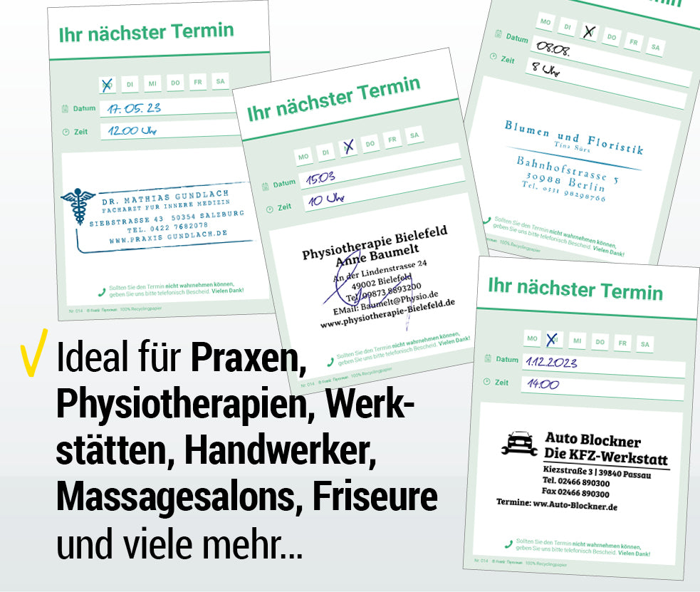 Terminzettel Praxis – 1 Termin