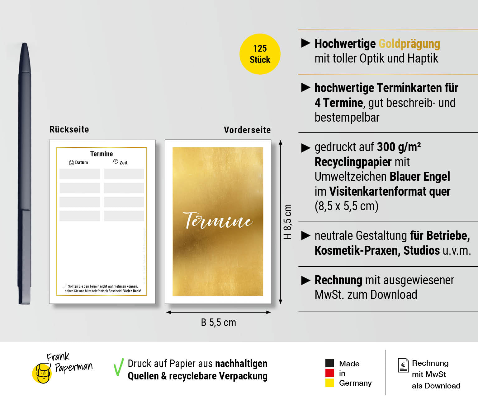 Terminkarte – Gold 4 Termine