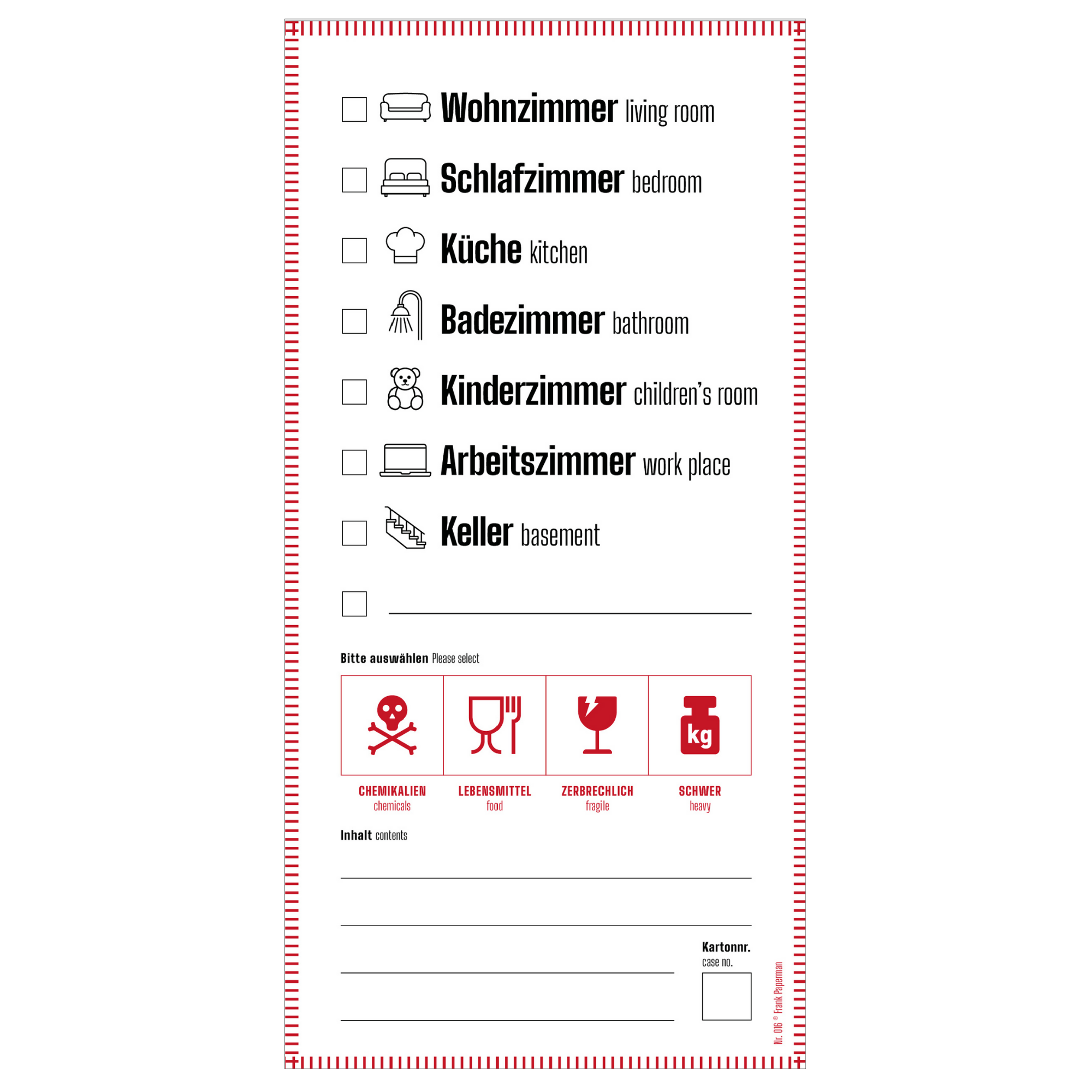 Aufkleber für Umzugskartons – Rot