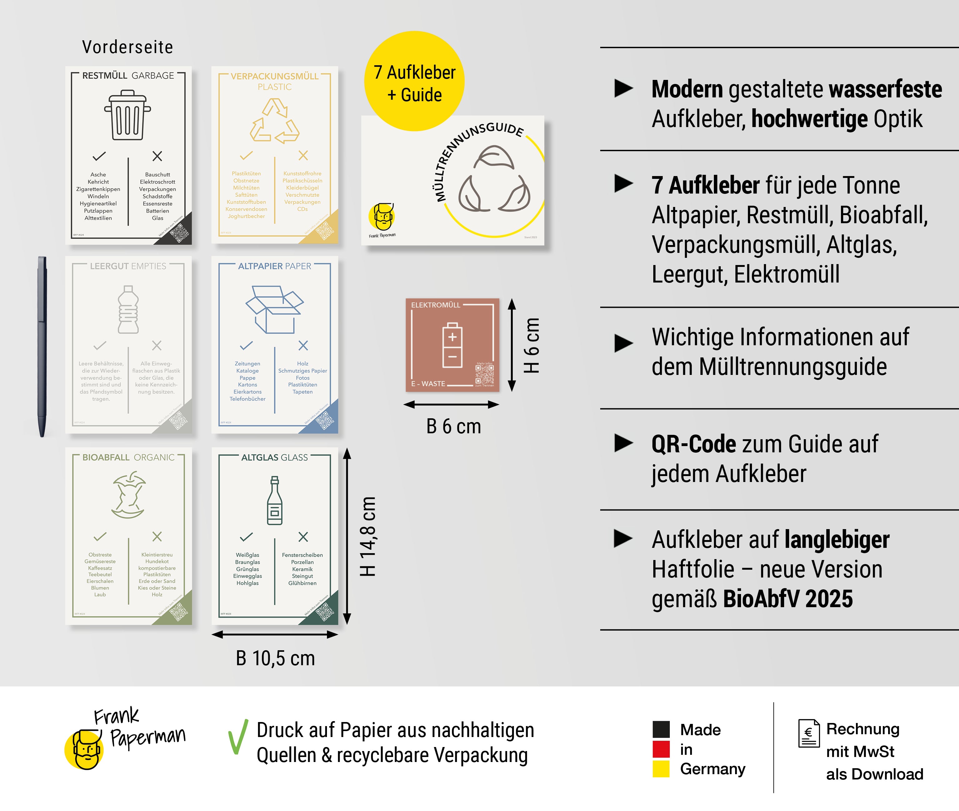 Aufkleber Mülltrennung – A6