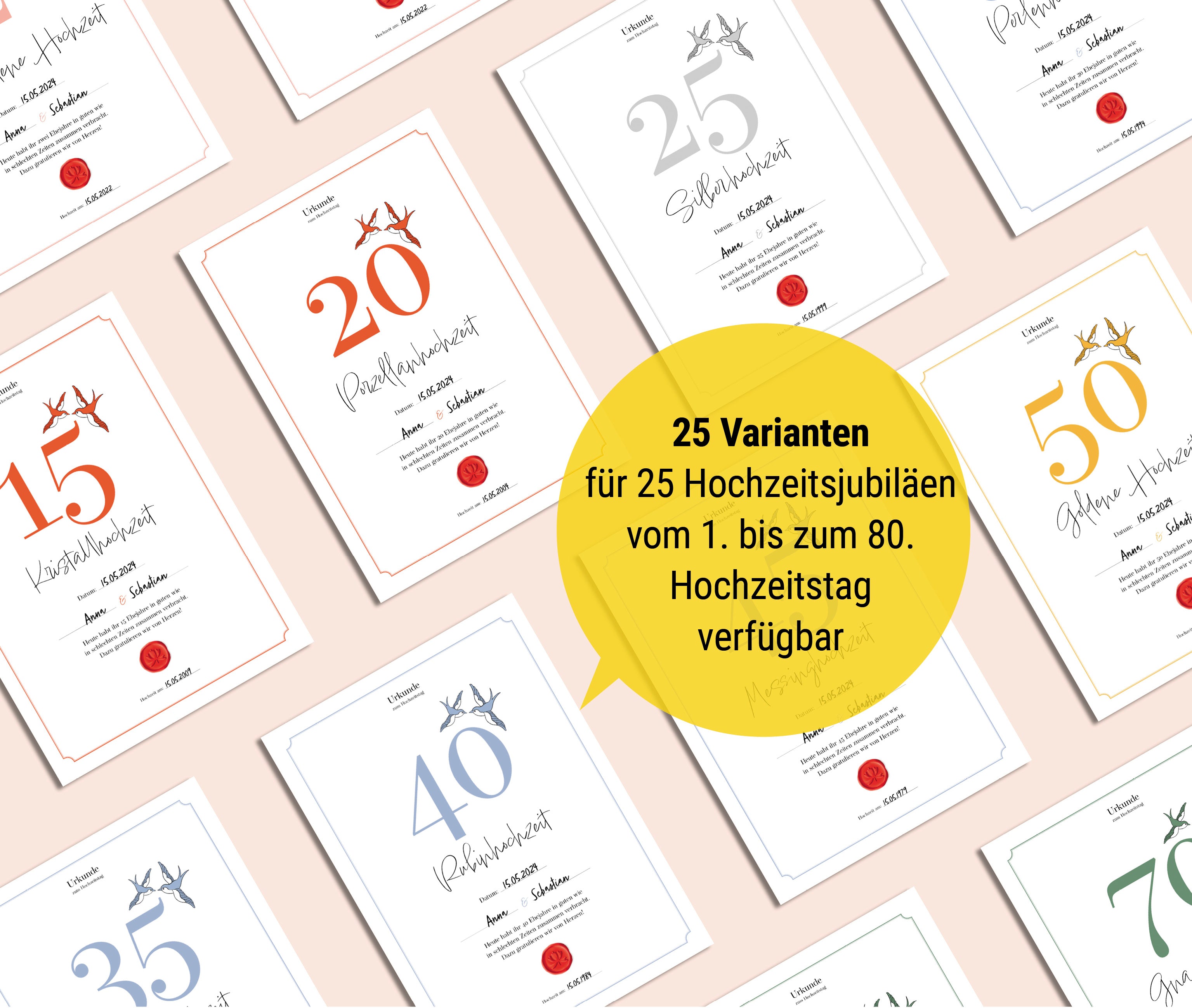 Hochzeitstagsurkunde  – Klassisch
