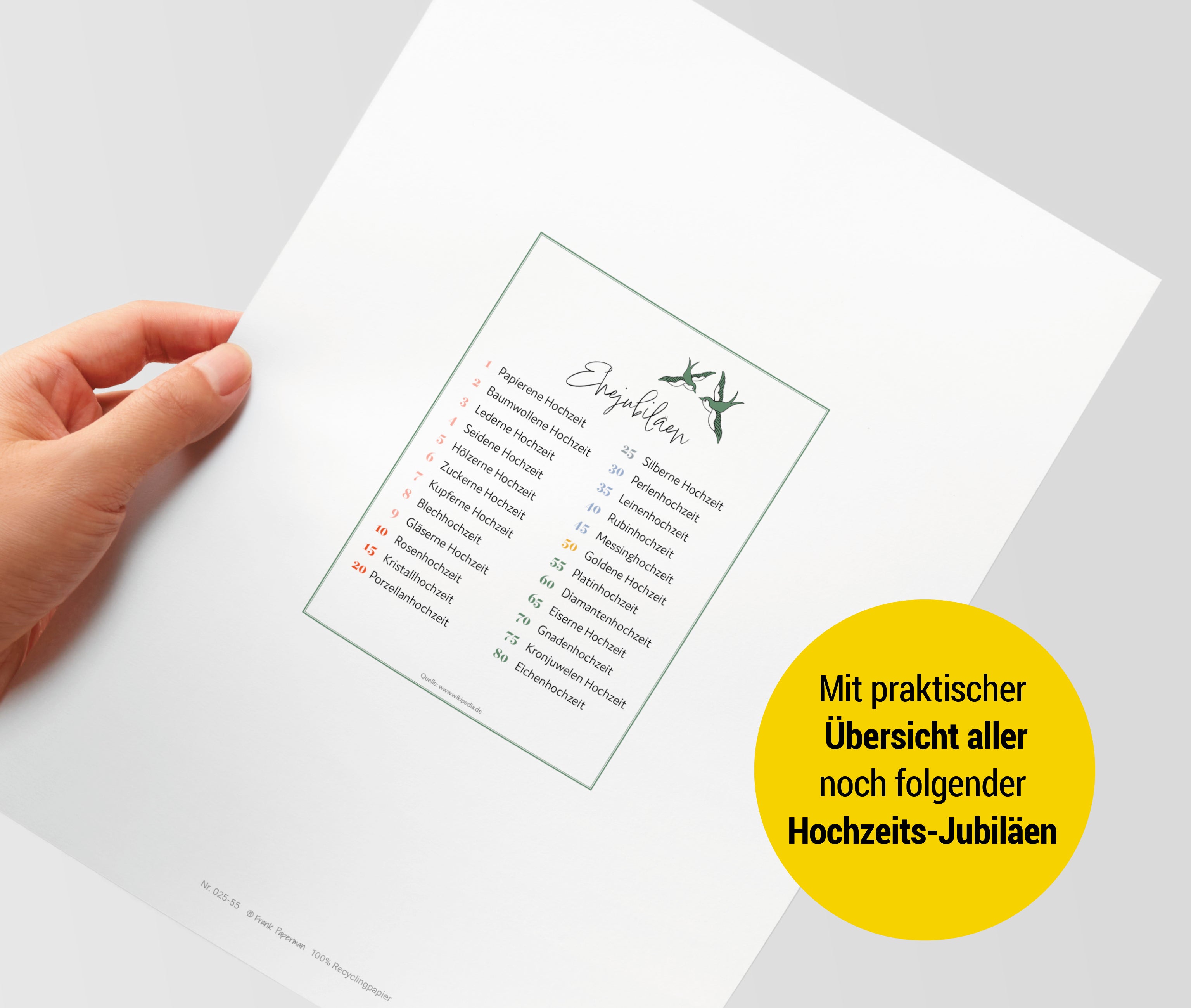 Hochzeitstagsurkunde  – Klassisch