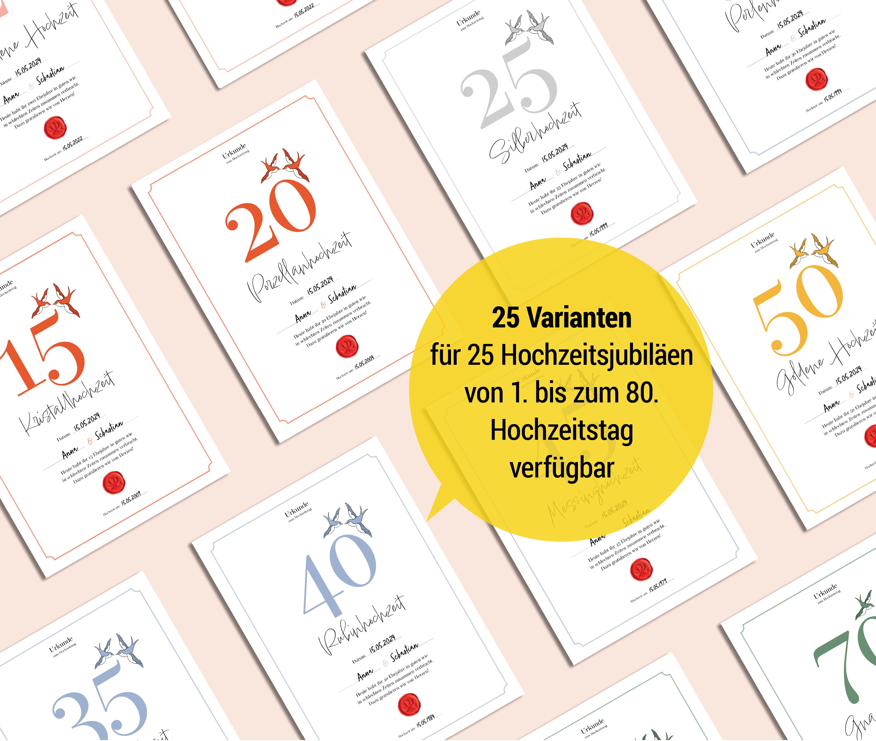 Hochzeitstagsurkunde  – Klassisch
