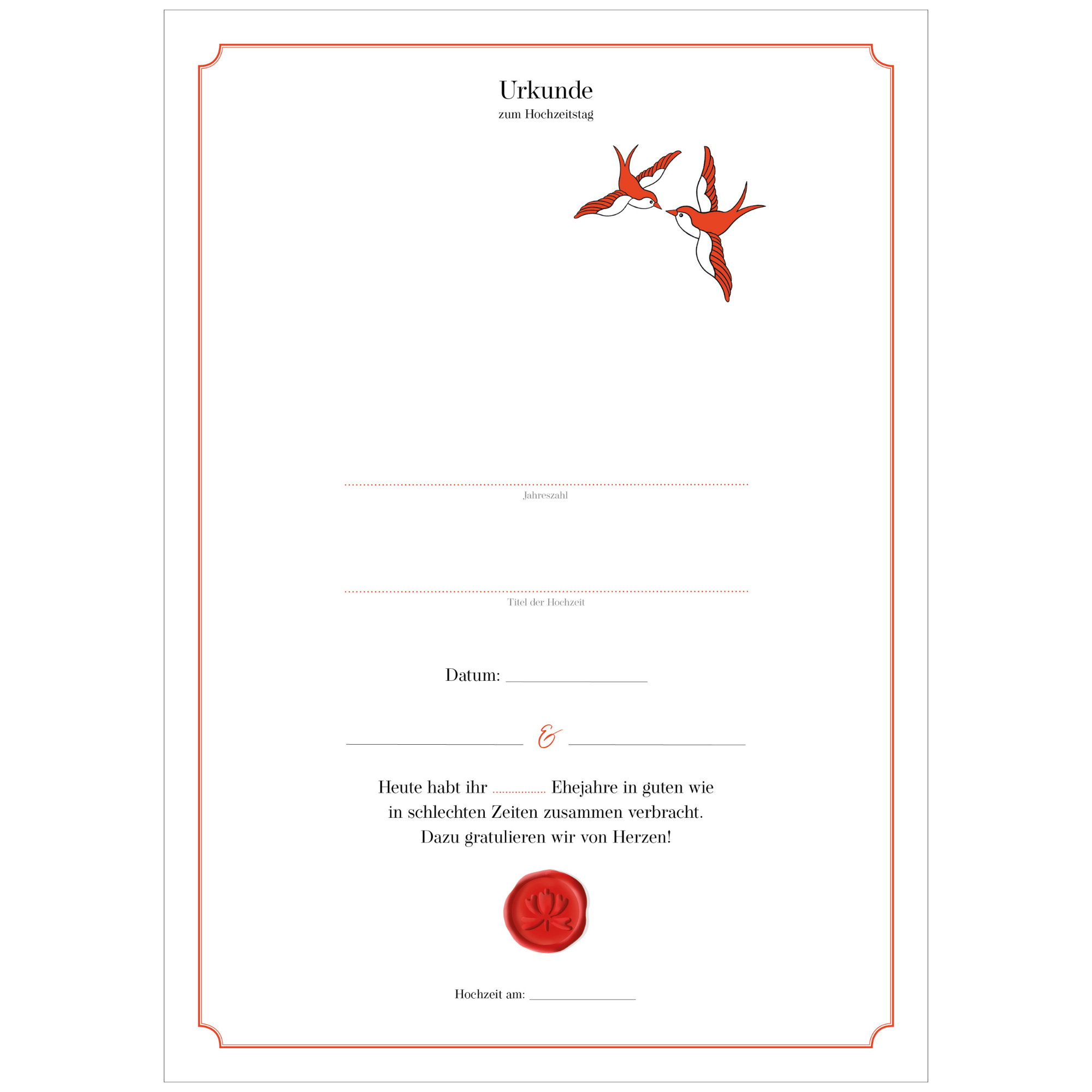 Hochzeitstagsurkunde  – Klassisch