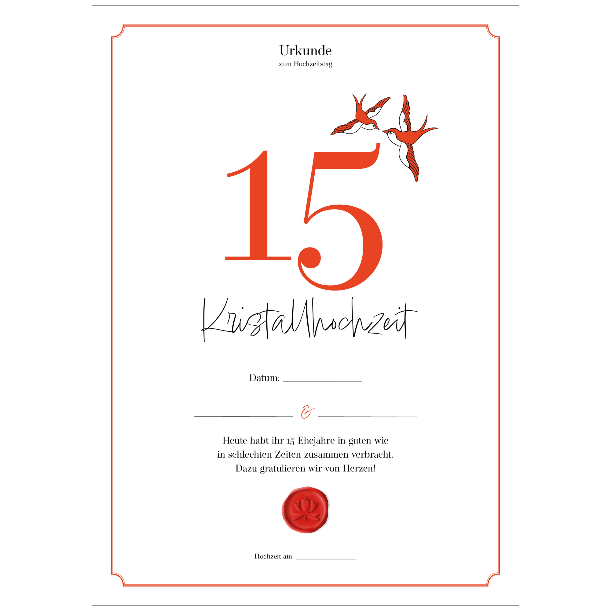 Hochzeitstagsurkunde  – Klassisch