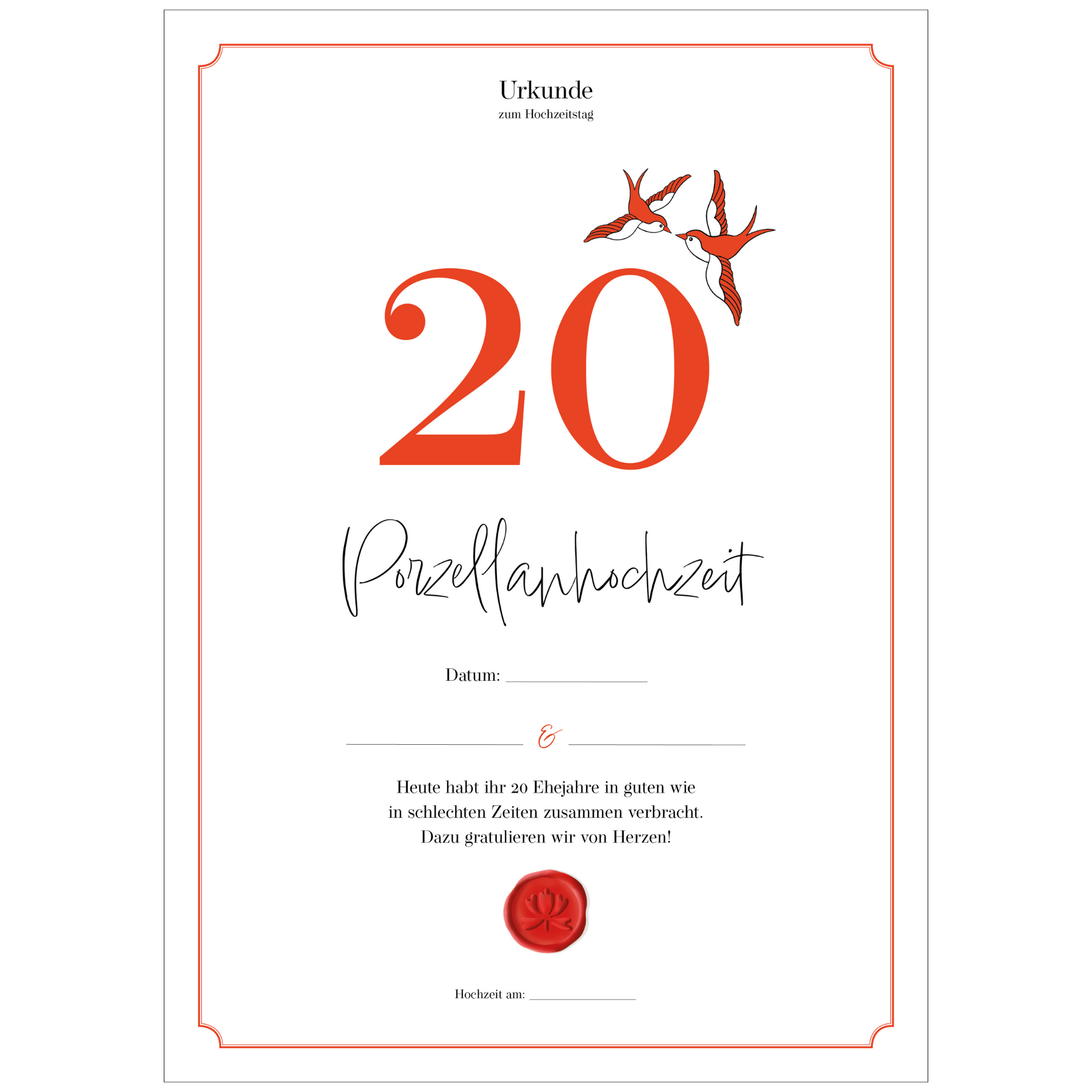 Hochzeitstagsurkunde  – Klassisch