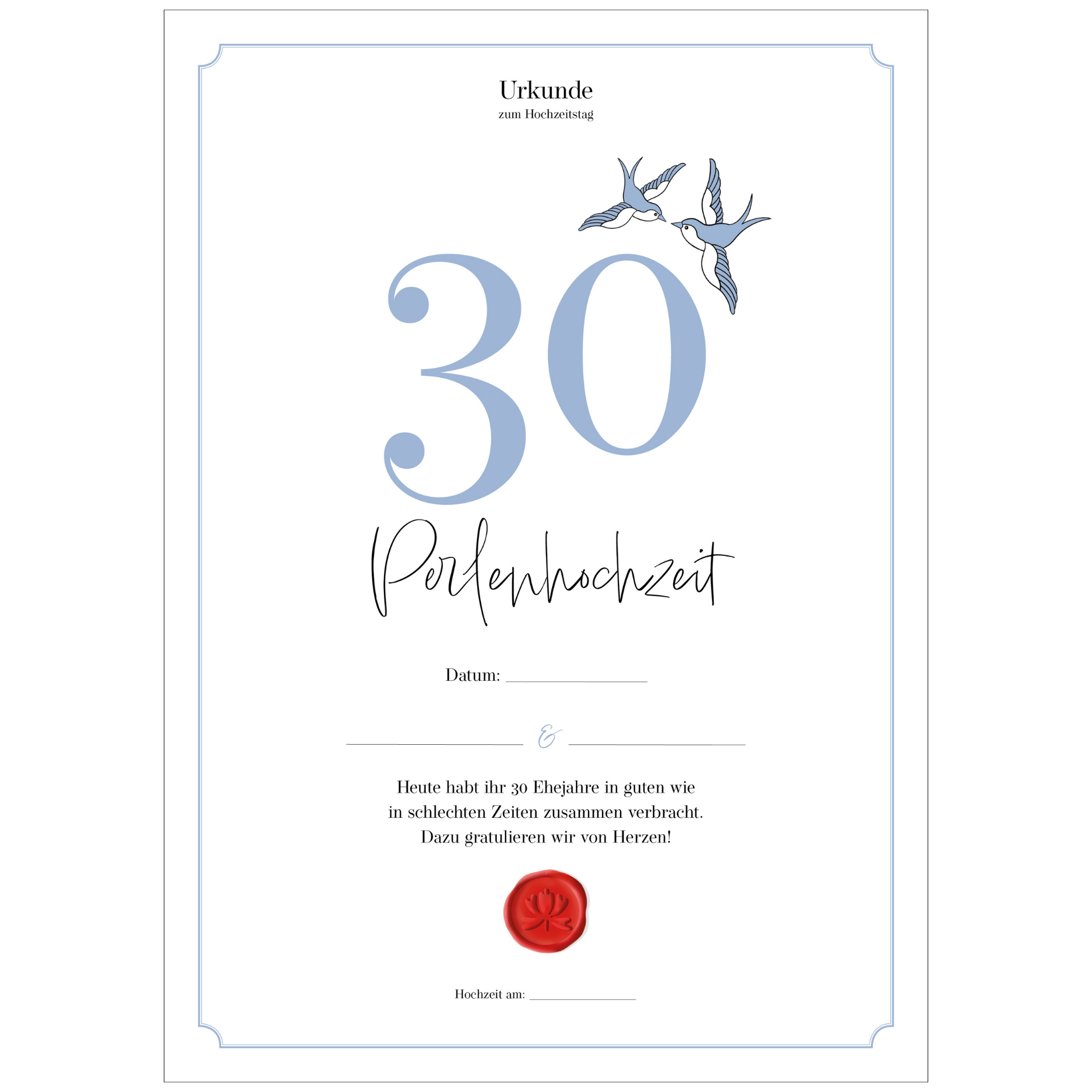 Hochzeitstagsurkunde  – Klassisch