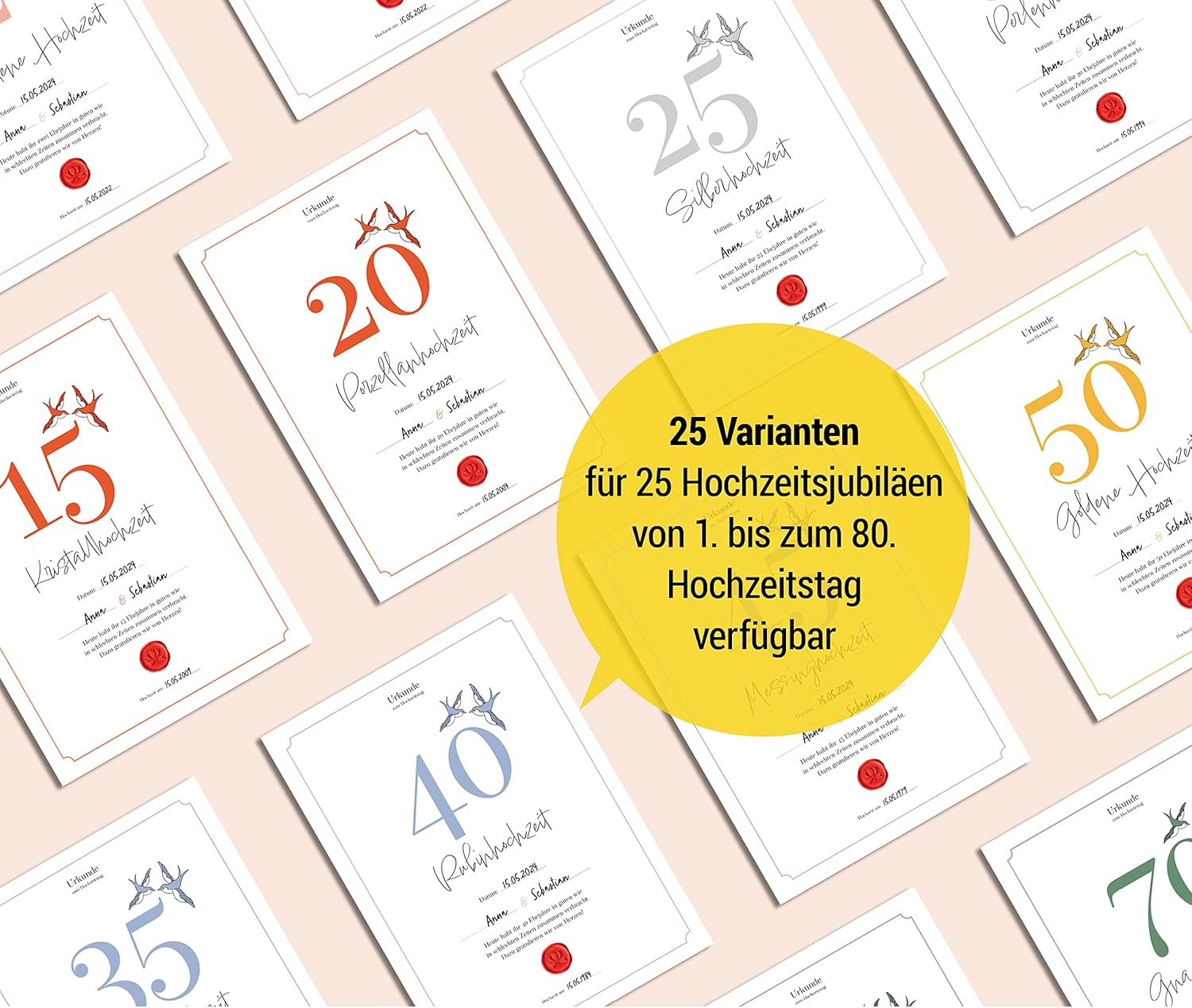 Hochzeitstagsurkunde  – Klassisch