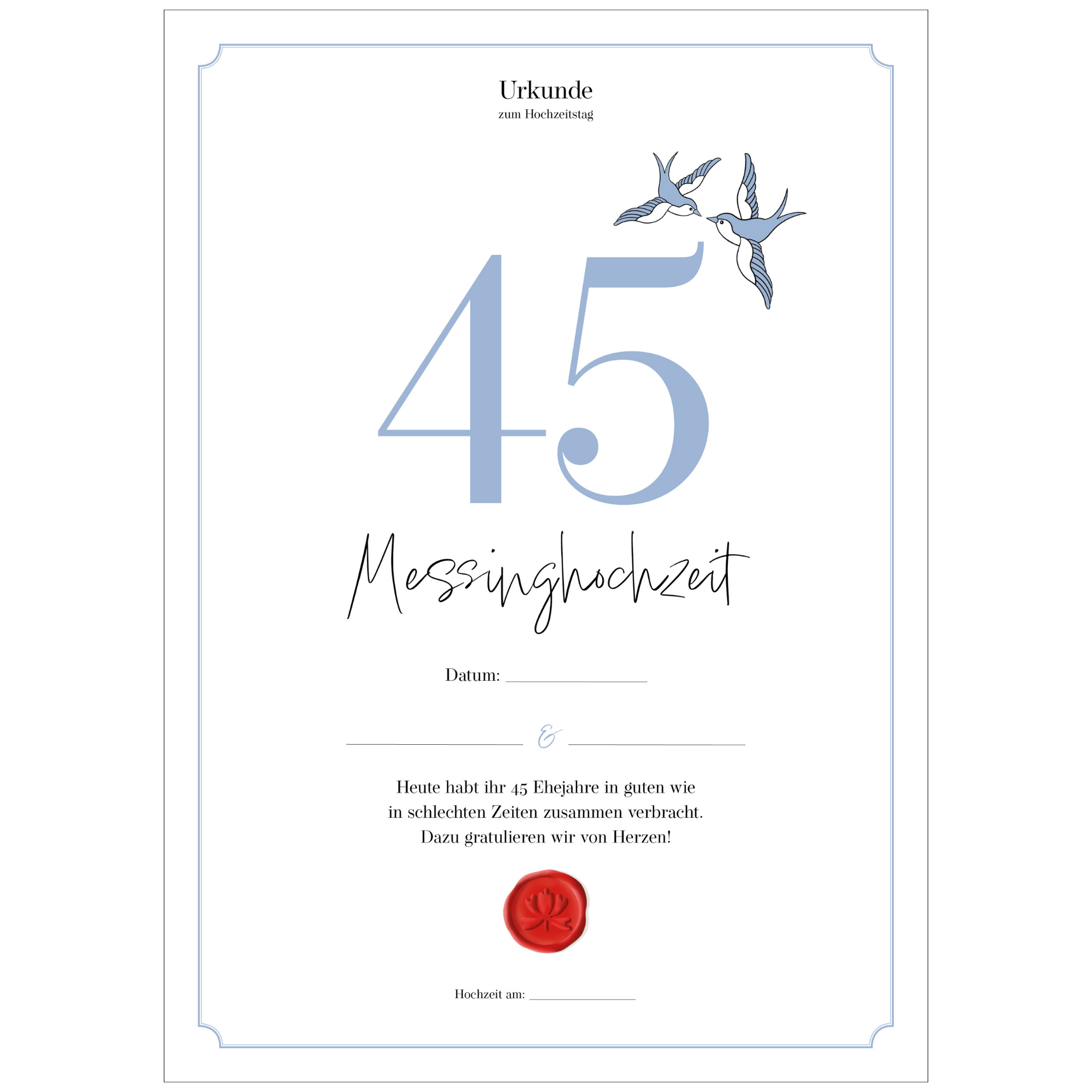 Hochzeitstagsurkunde  – Klassisch