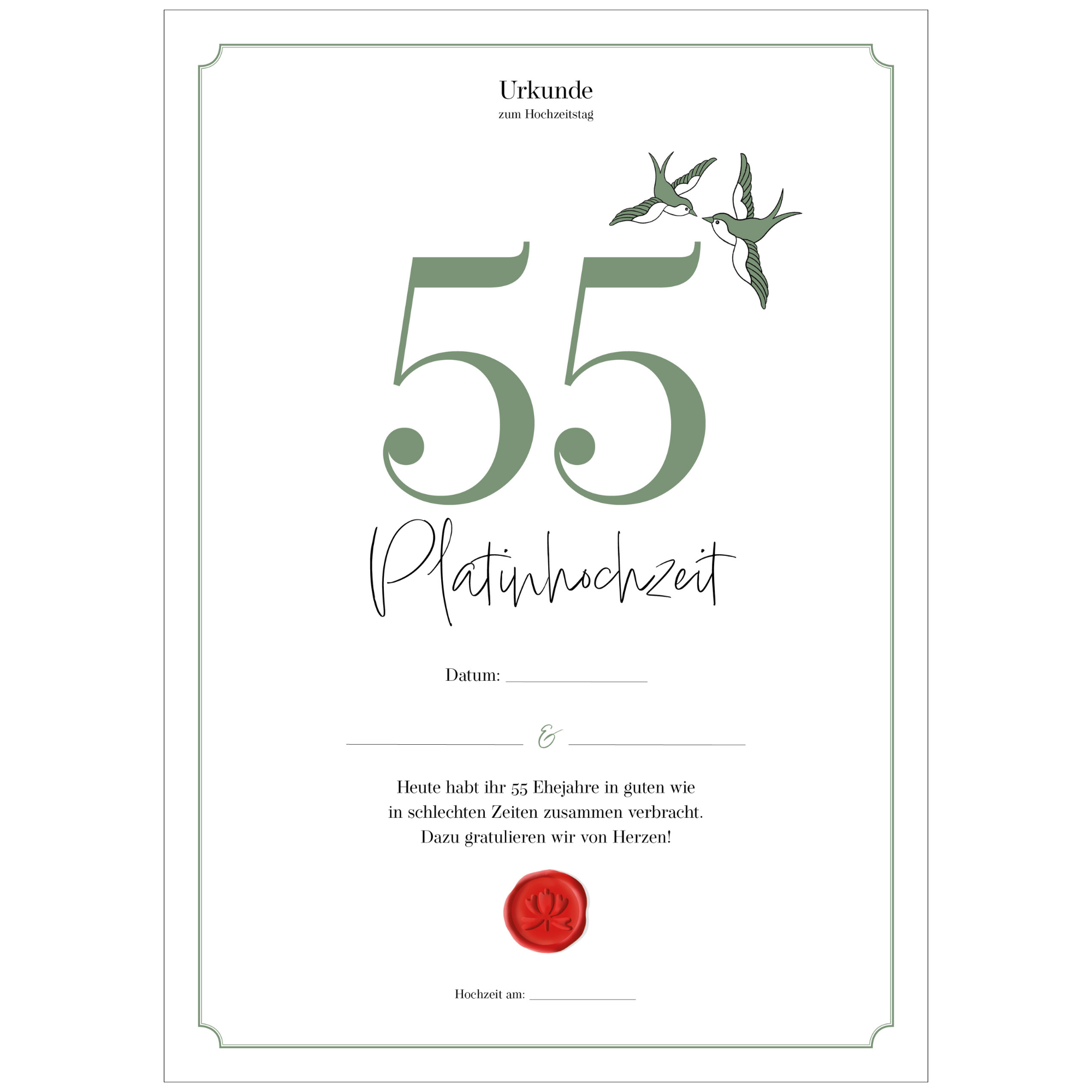 Hochzeitstagsurkunde  – Klassisch