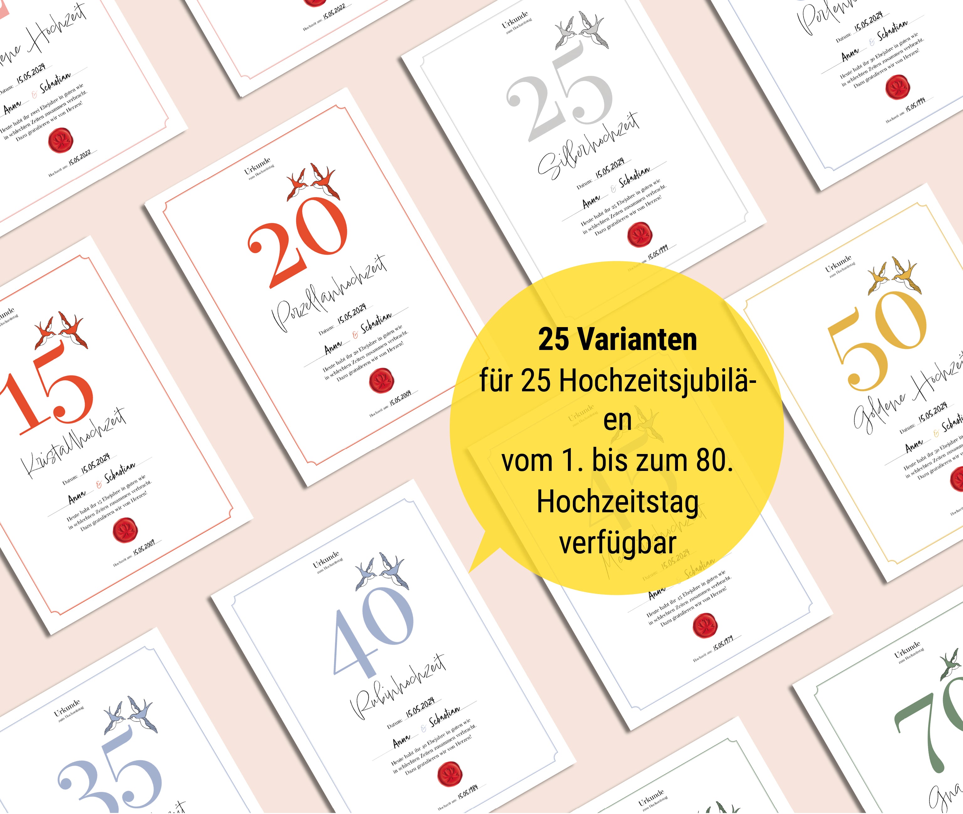 Hochzeitstagsurkunde  – Klassisch