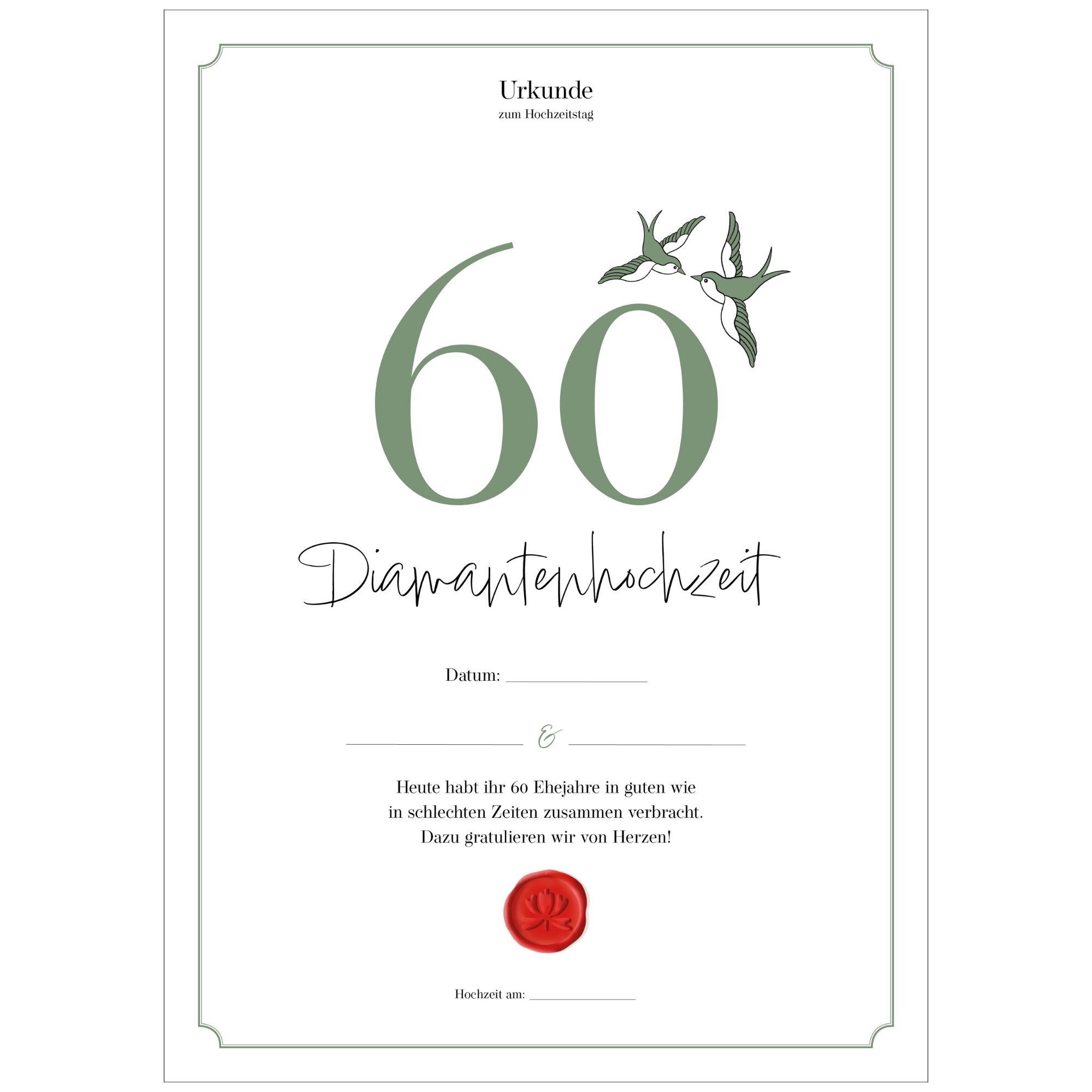 Hochzeitstagsurkunde  – Klassisch