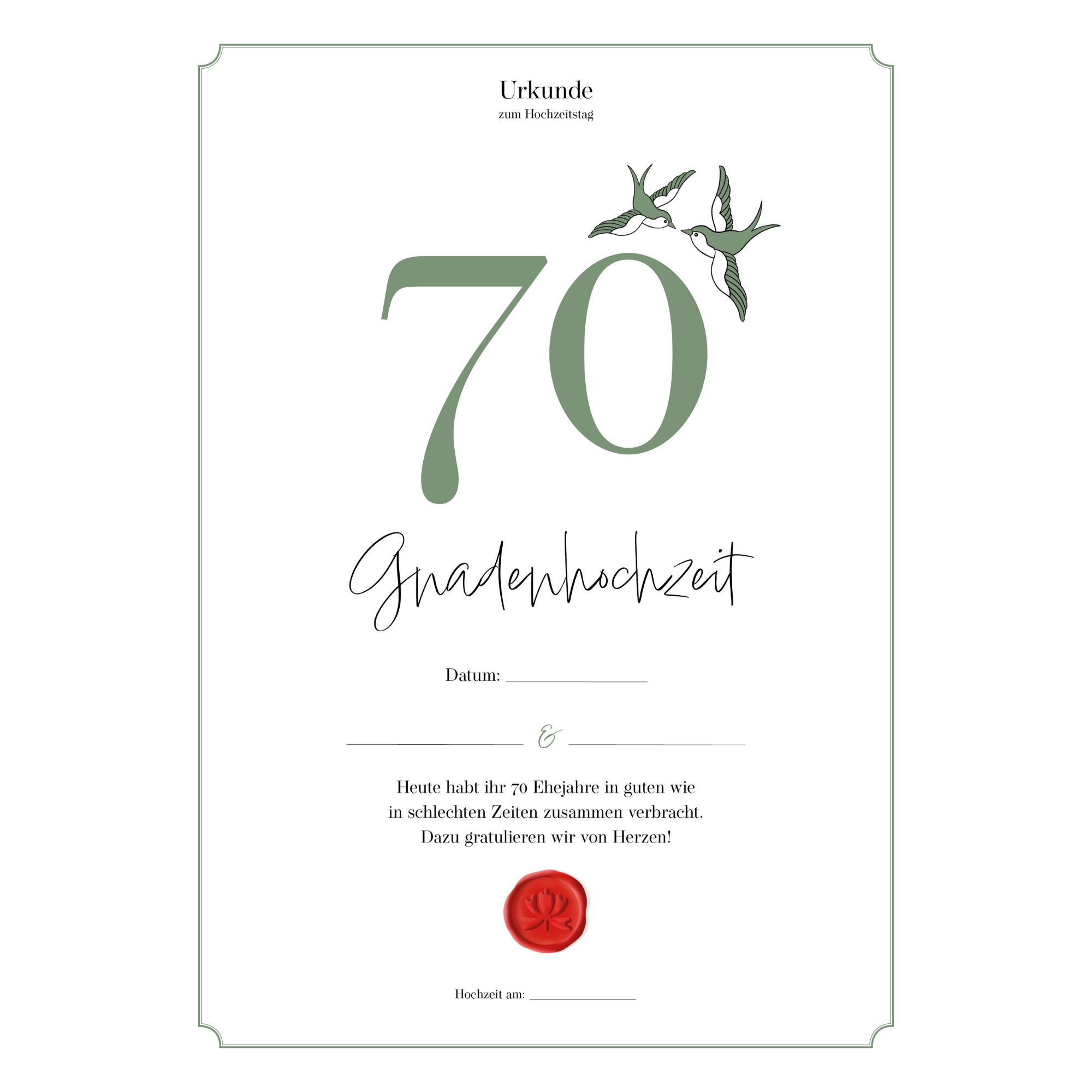 Hochzeitstagsurkunde  – Klassisch
