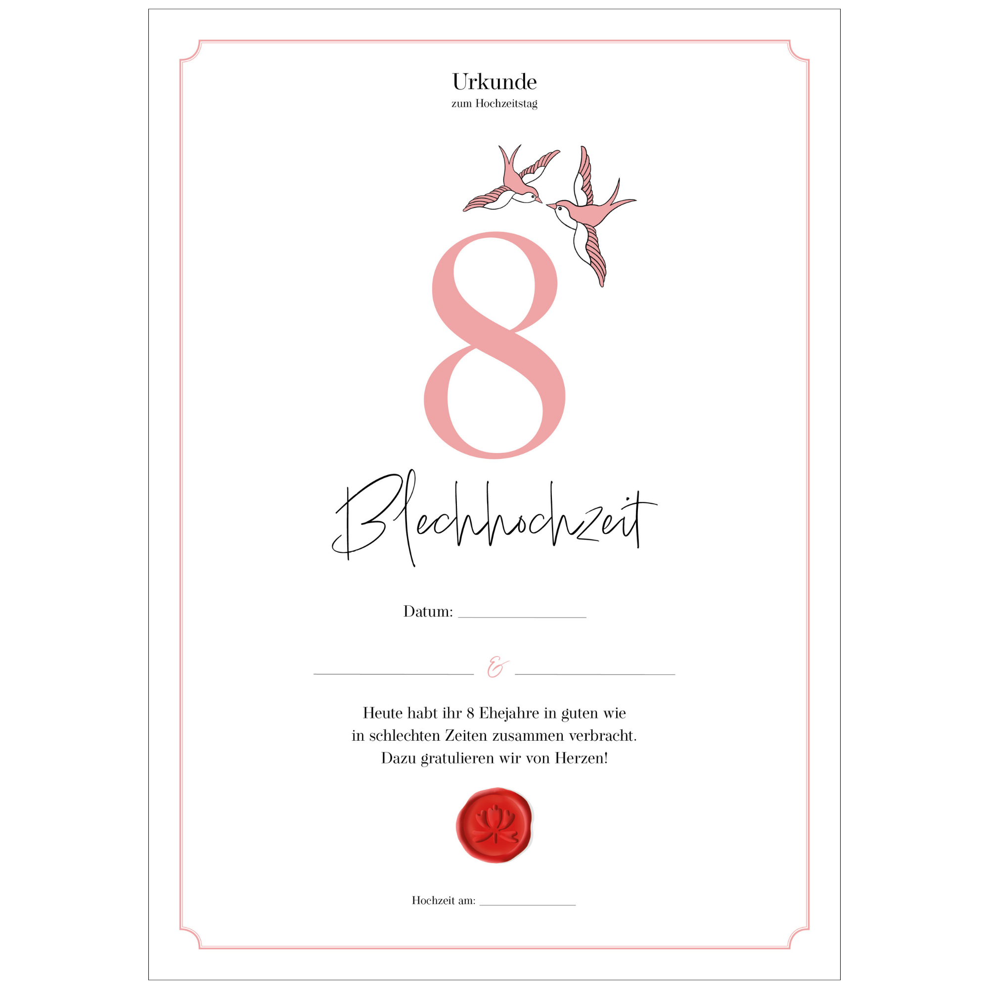 Hochzeitstagsurkunde  – Klassisch
