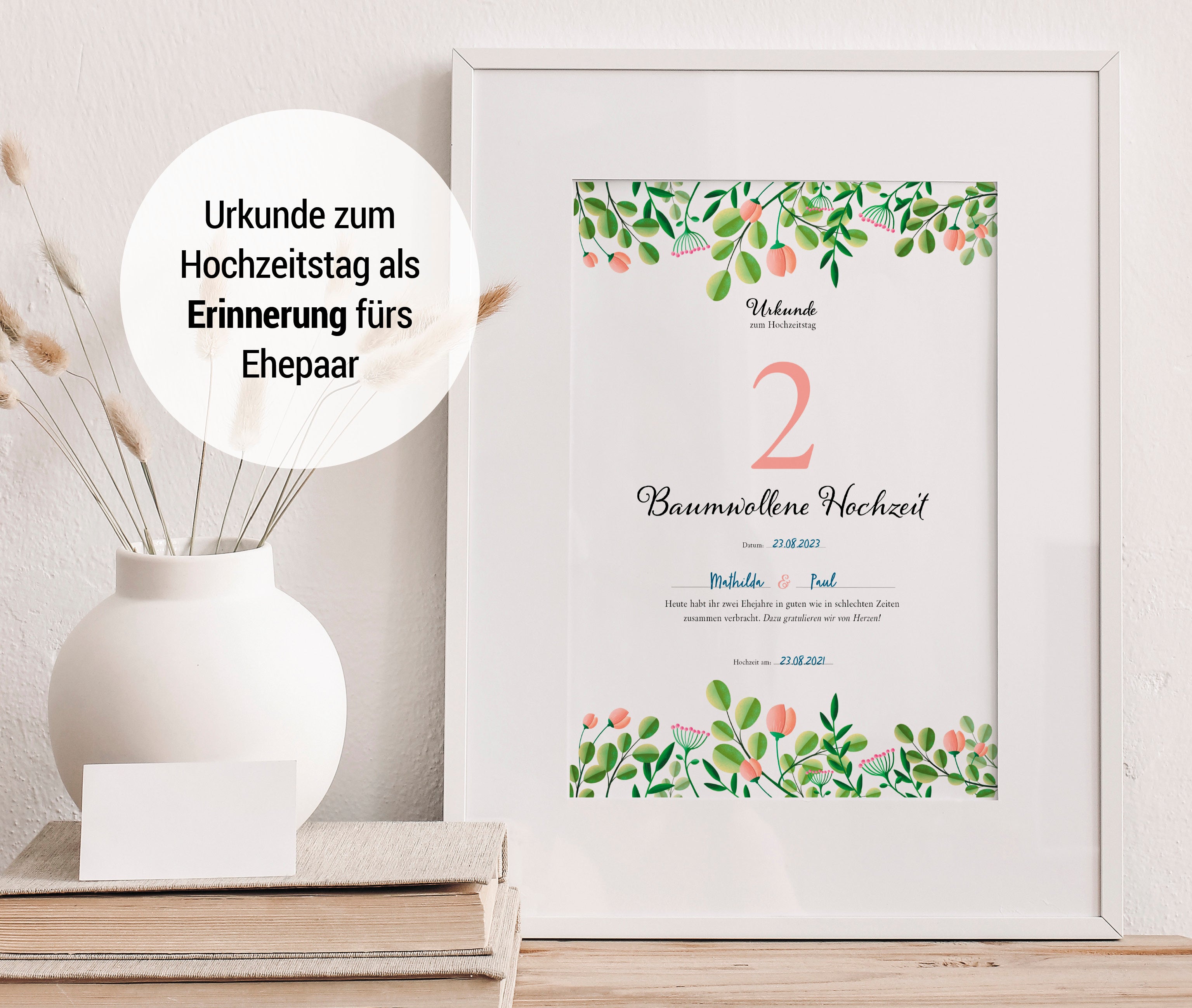 Hochzeitstagsurkunde – Floral