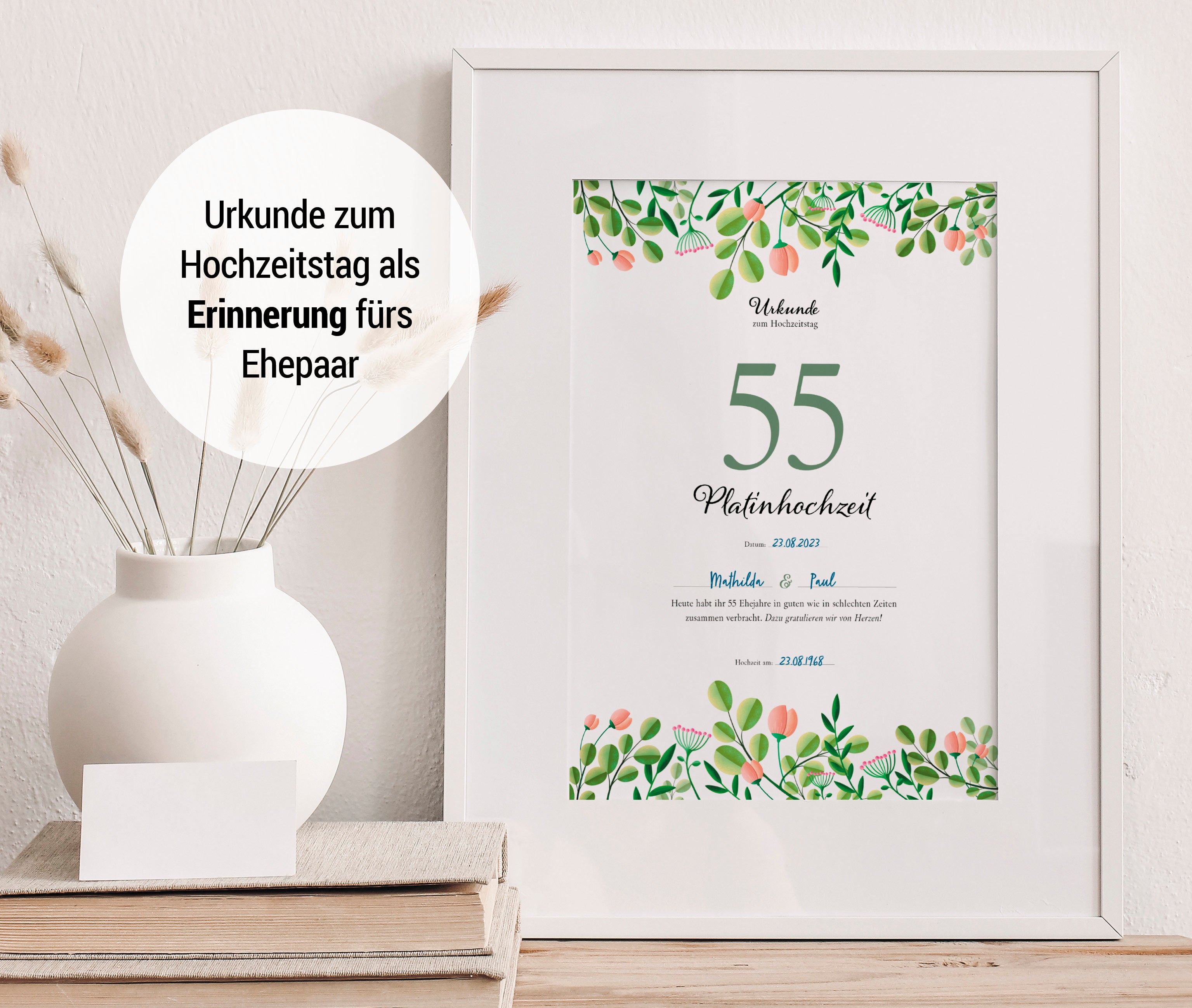Hochzeitstagsurkunde – Floral