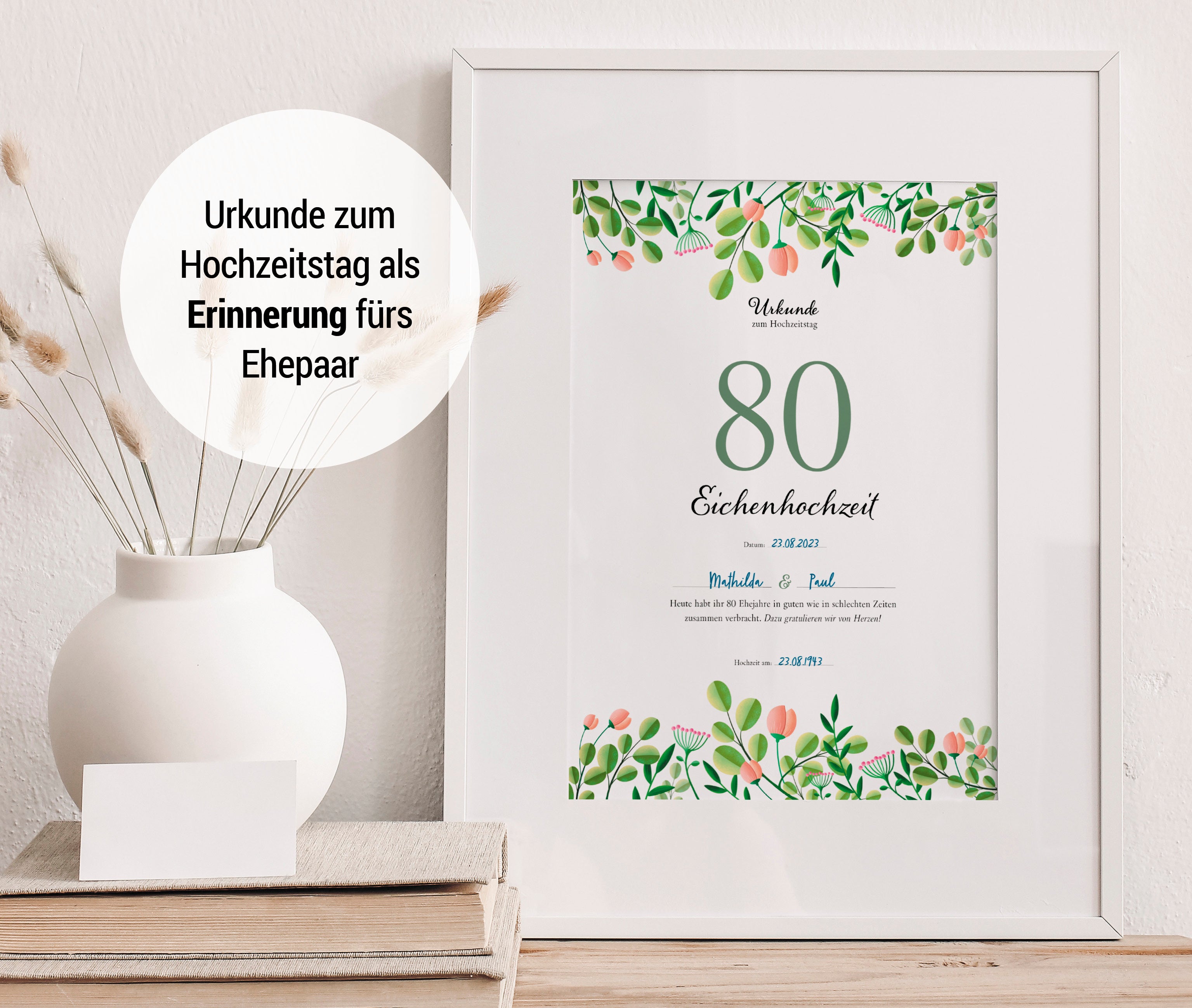 Hochzeitstagsurkunde – Floral