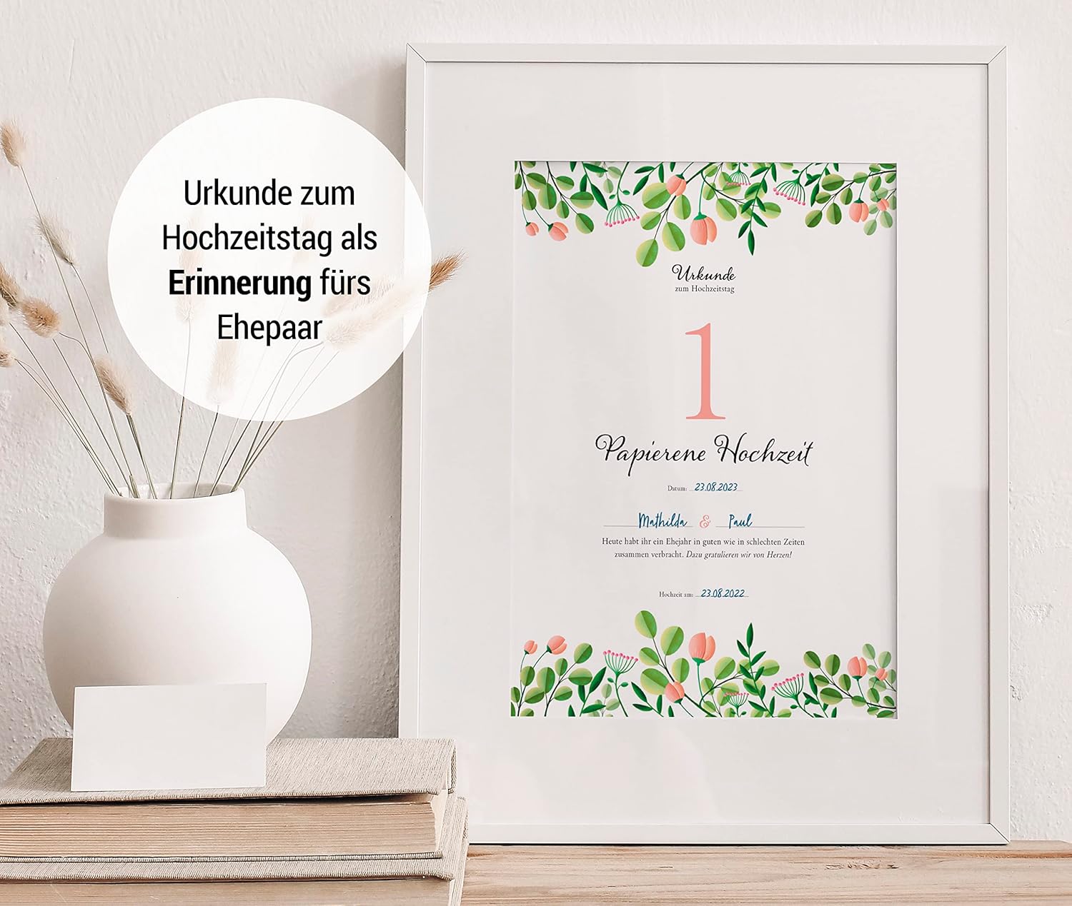 Hochzeitstagsurkunde – Floral