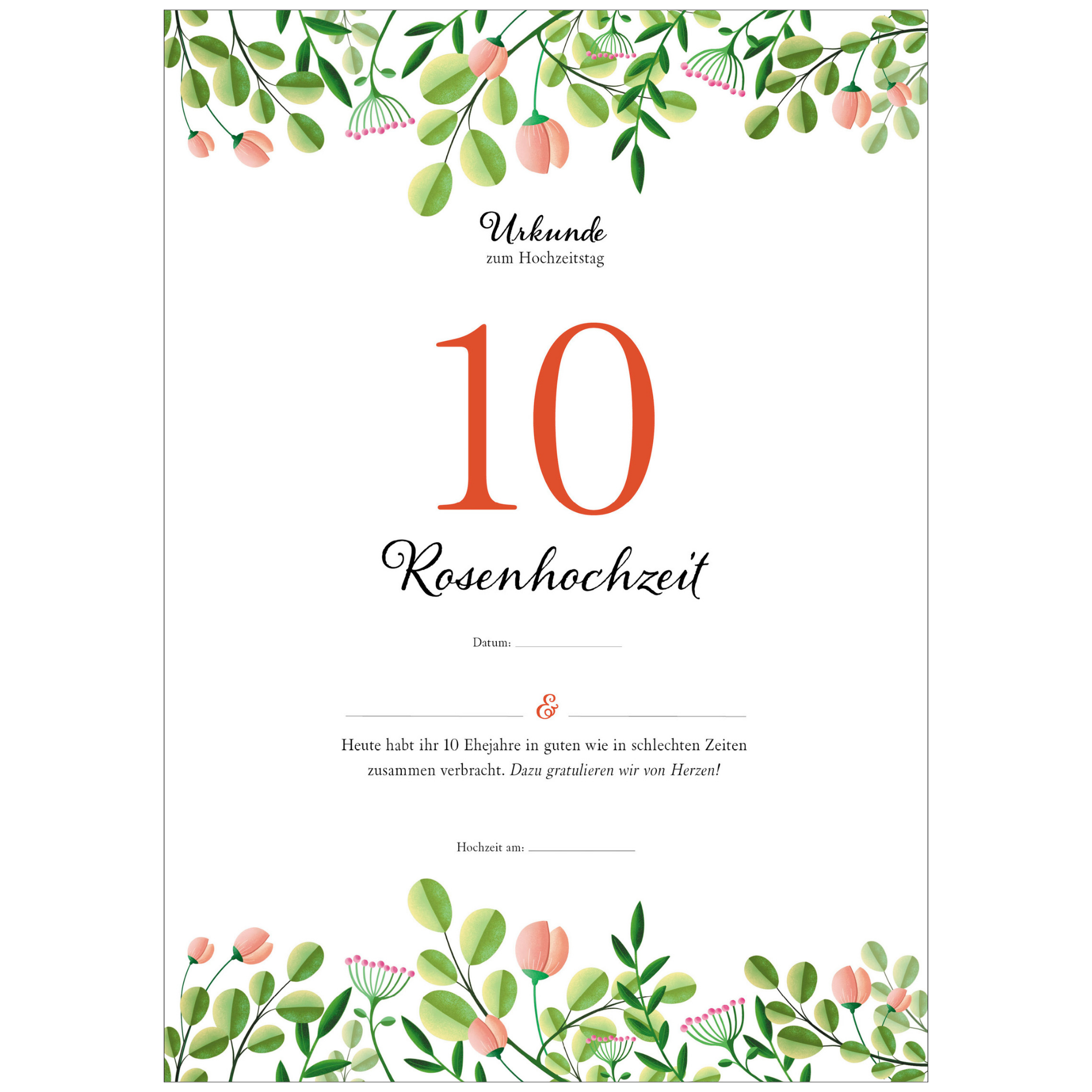 Hochzeitstagsurkunde – Floral
