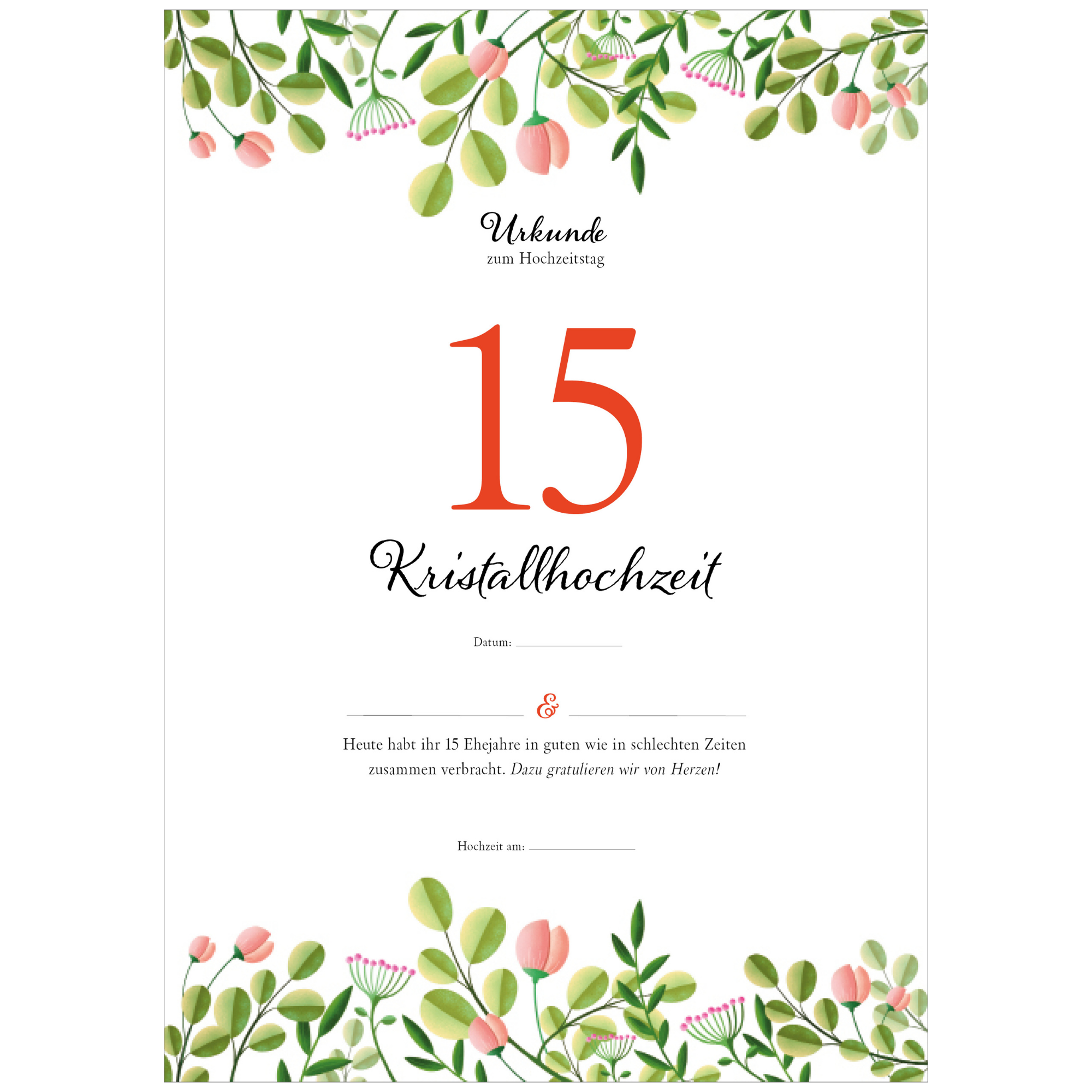 Hochzeitstagsurkunde – Floral