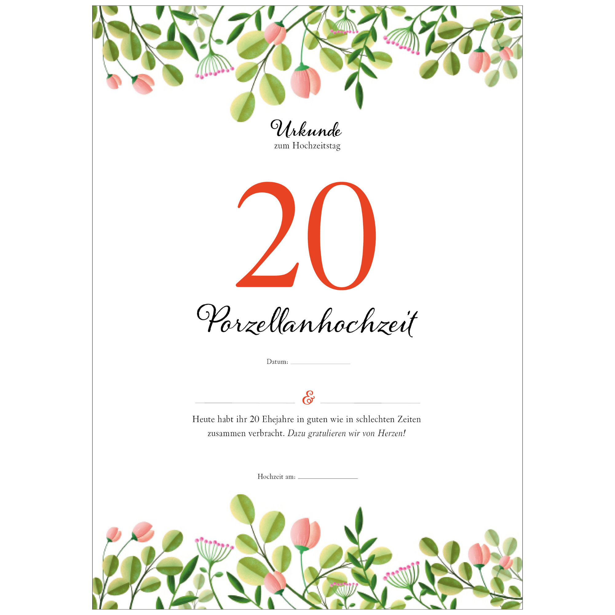 Hochzeitstagsurkunde – Floral
