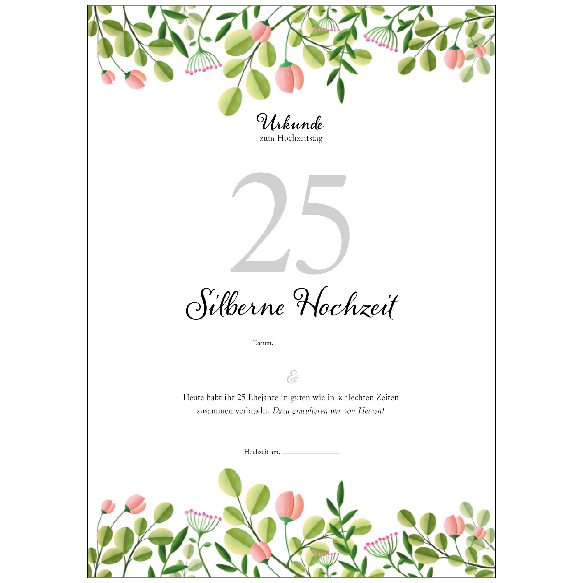 Hochzeitstagsurkunde – Floral