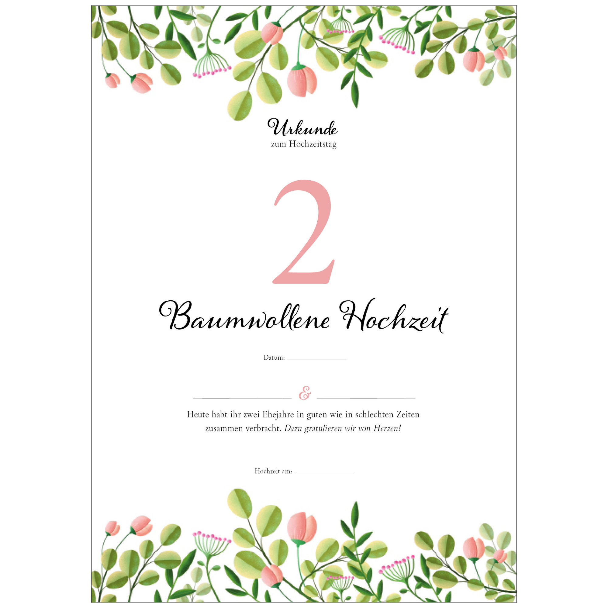 Hochzeitstagsurkunde – Floral