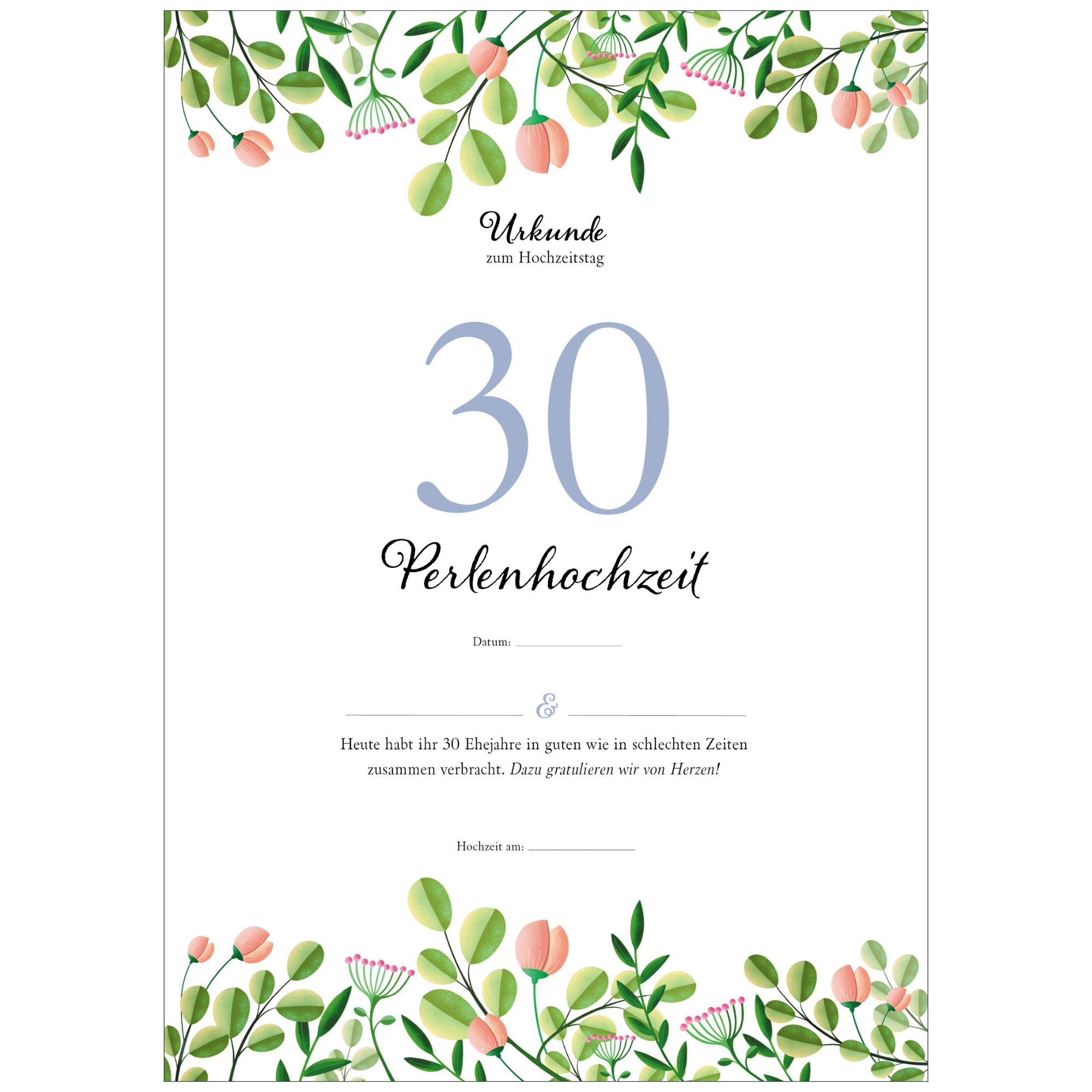Hochzeitstagsurkunde – Floral