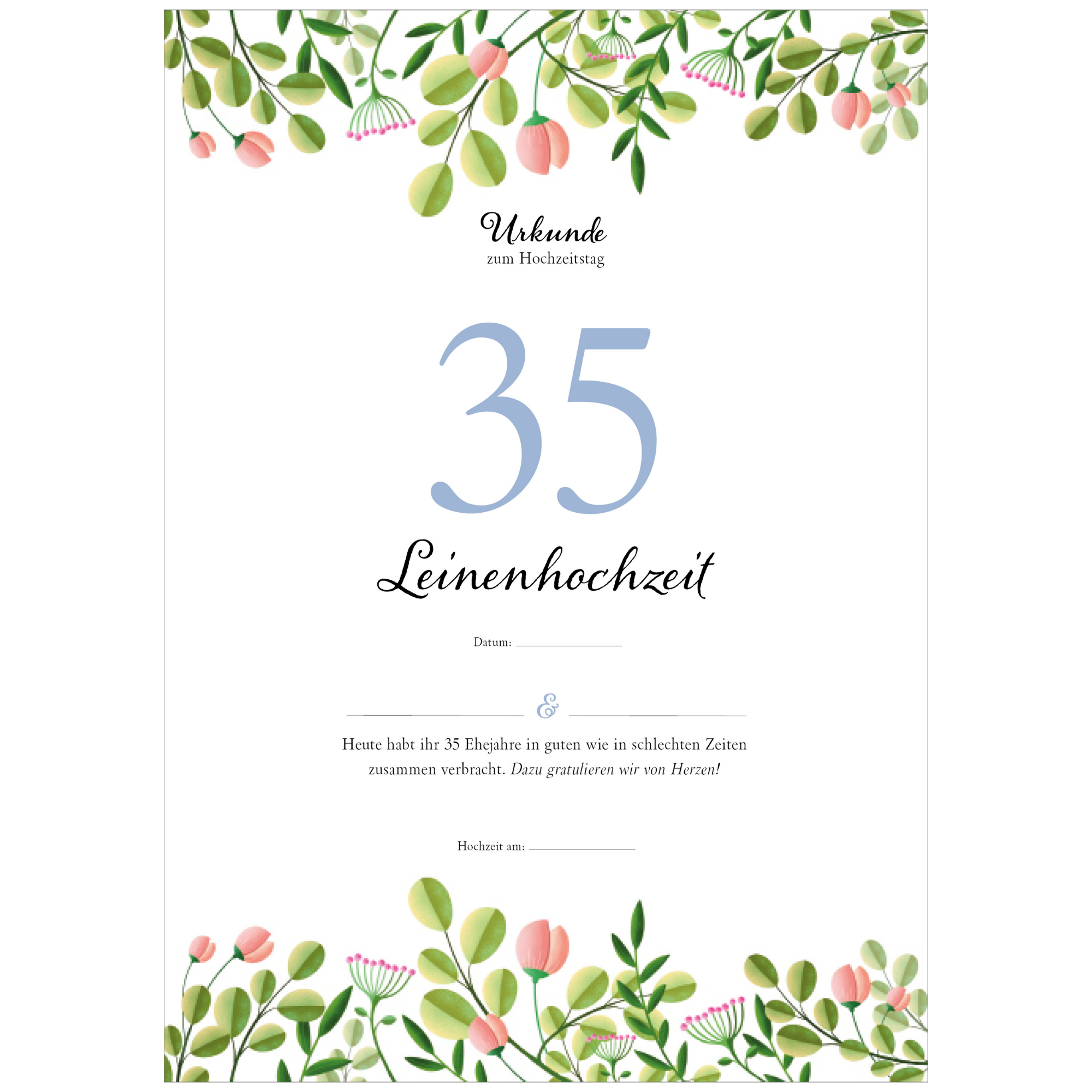 Hochzeitstagsurkunde – Floral