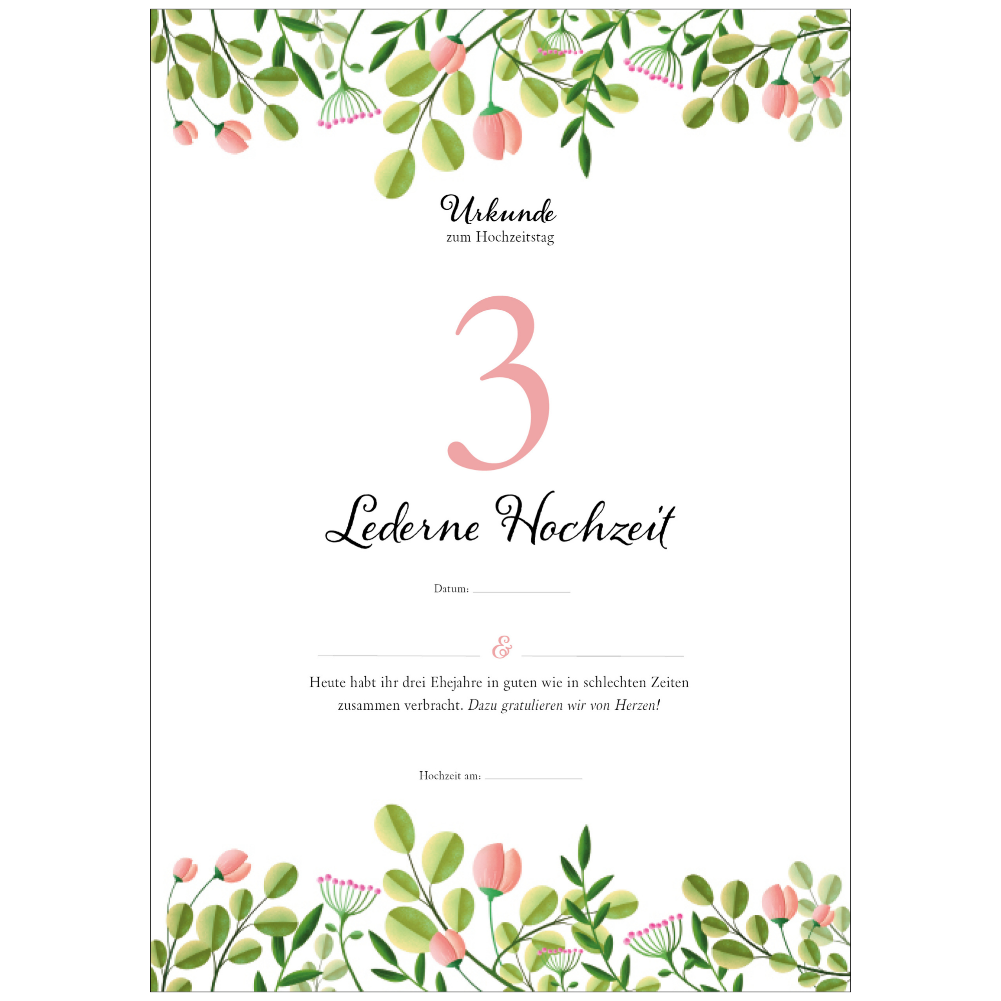 Hochzeitstagsurkunde – Floral