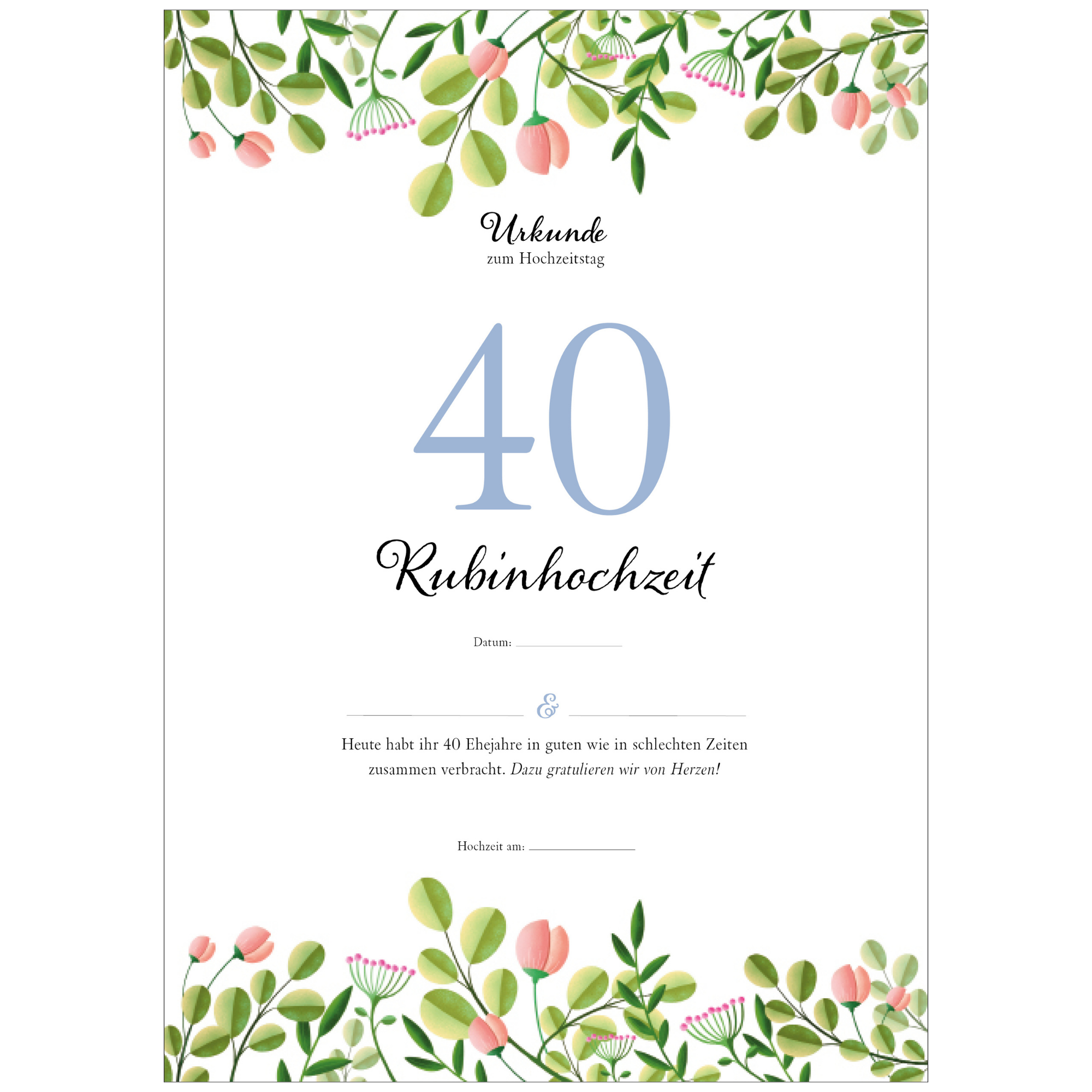 Hochzeitstagsurkunde – Floral