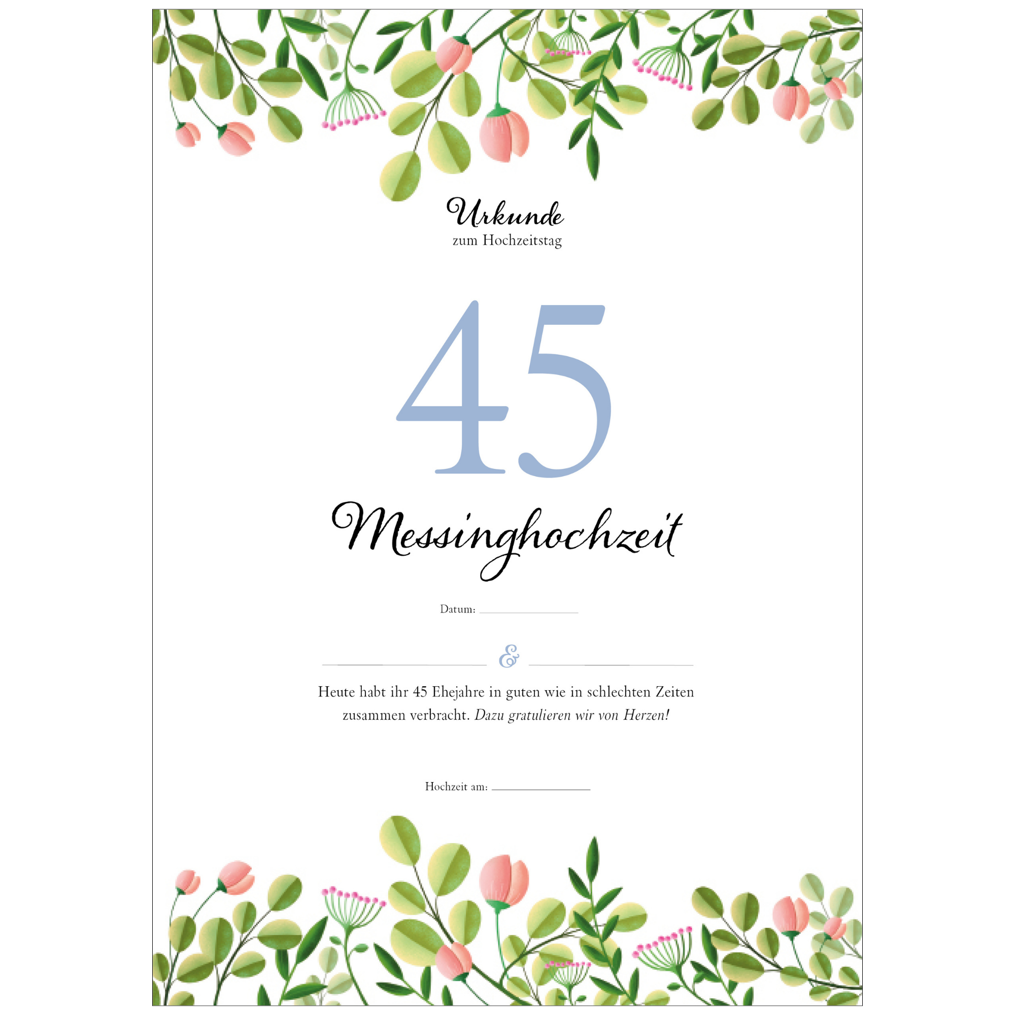 Hochzeitstagsurkunde – Floral