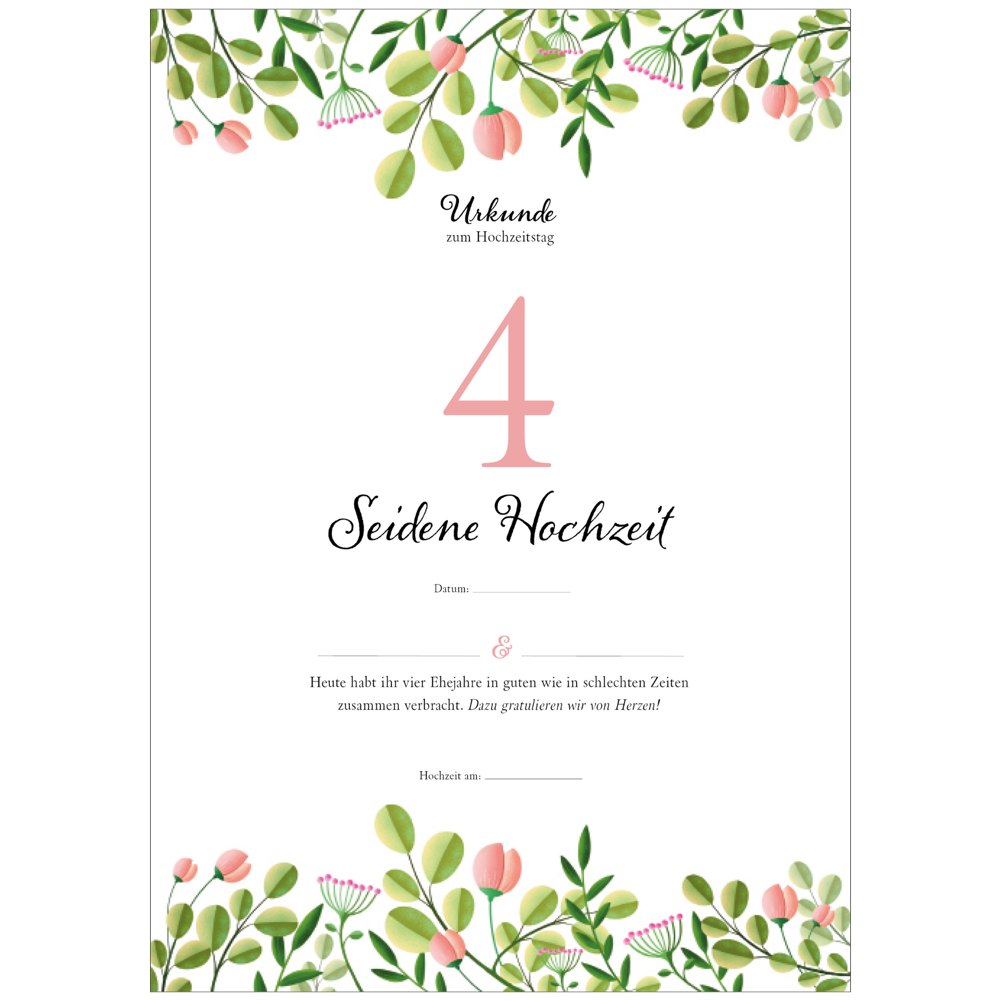 Hochzeitstagsurkunde – Floral