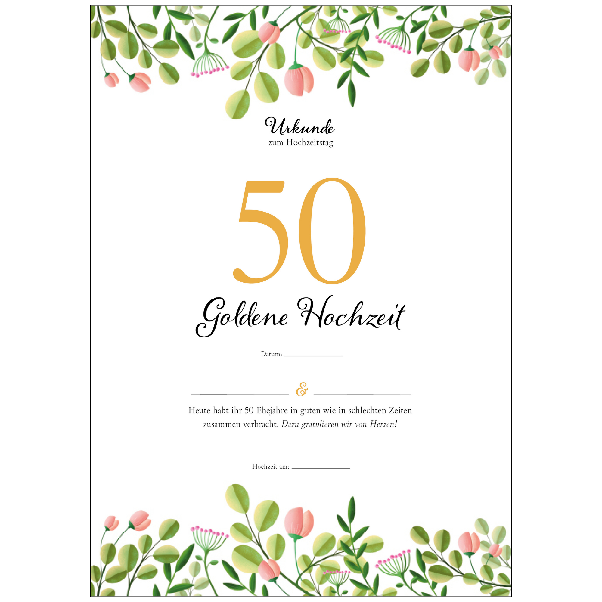 Hochzeitstagsurkunde – Floral