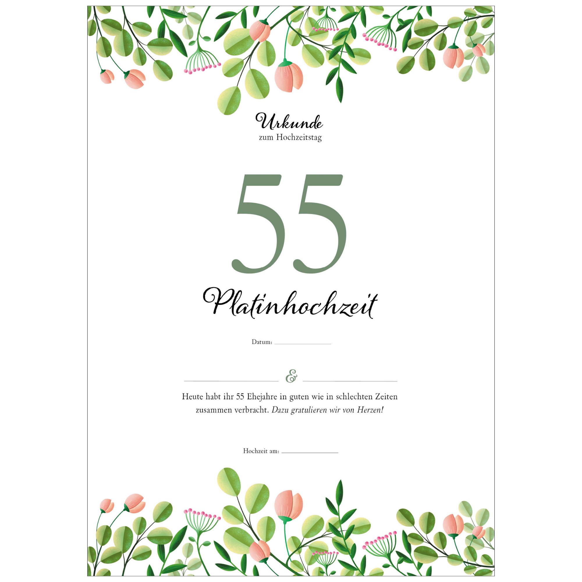 Hochzeitstagsurkunde – Floral