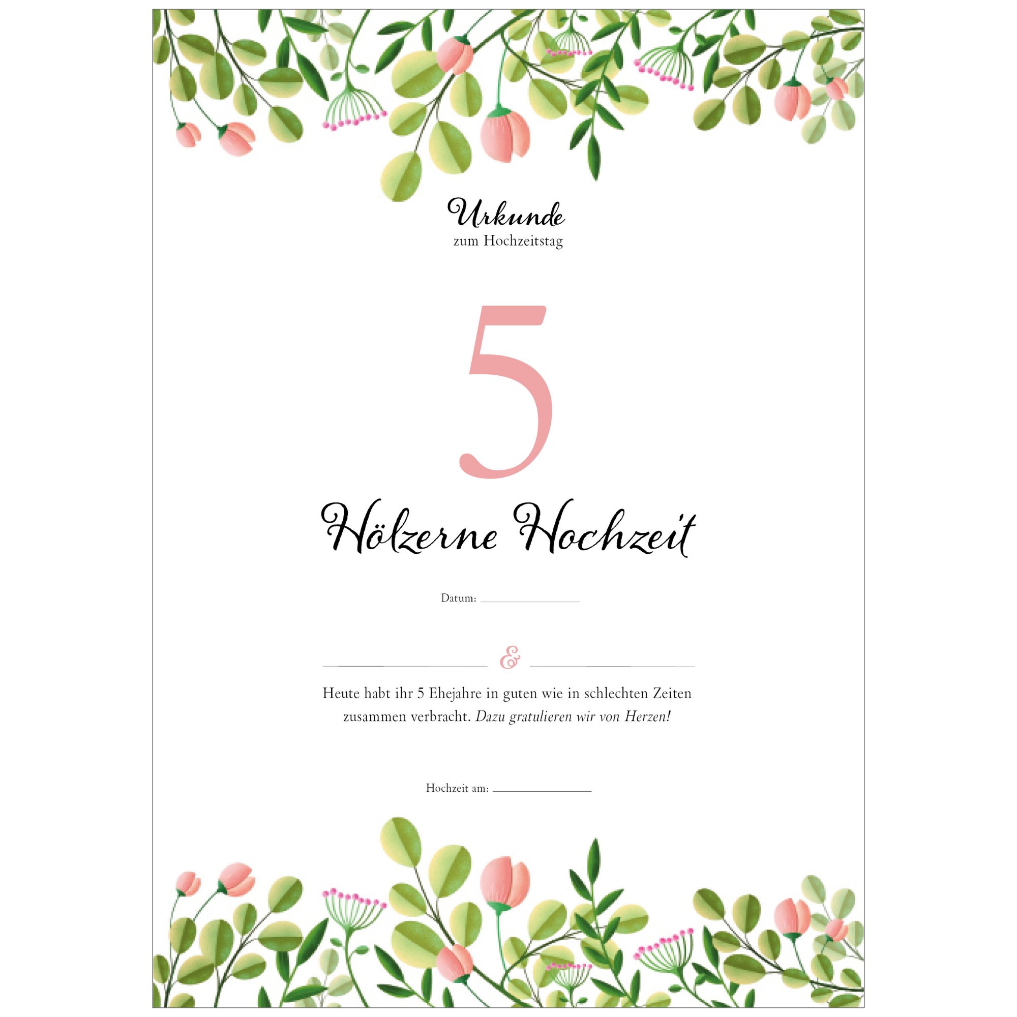 Hochzeitstagsurkunde – Floral