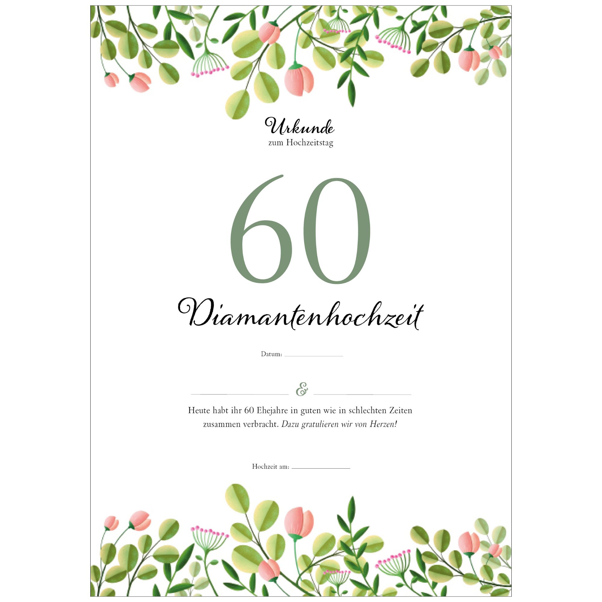Hochzeitstagsurkunde – Floral