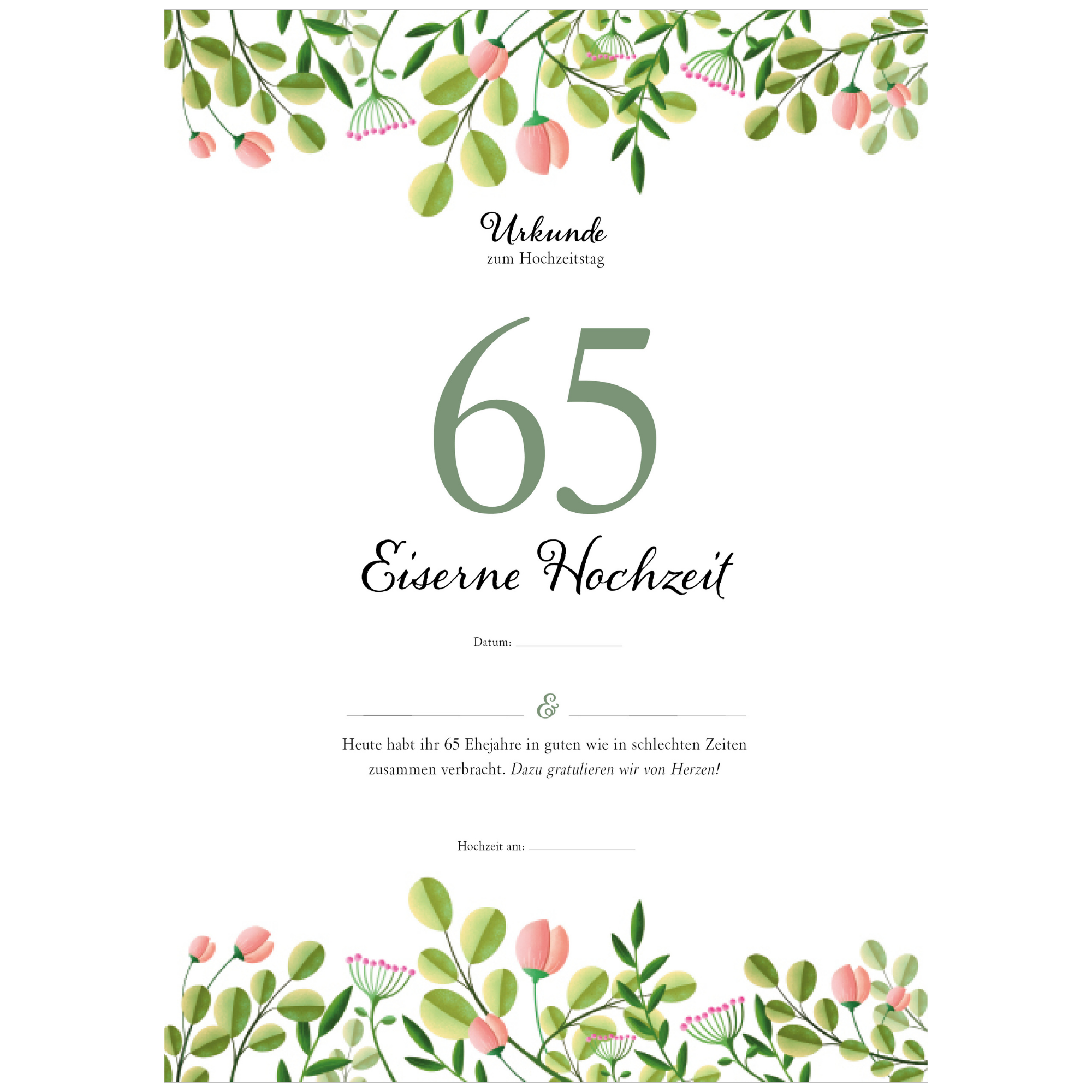 Hochzeitstagsurkunde – Floral