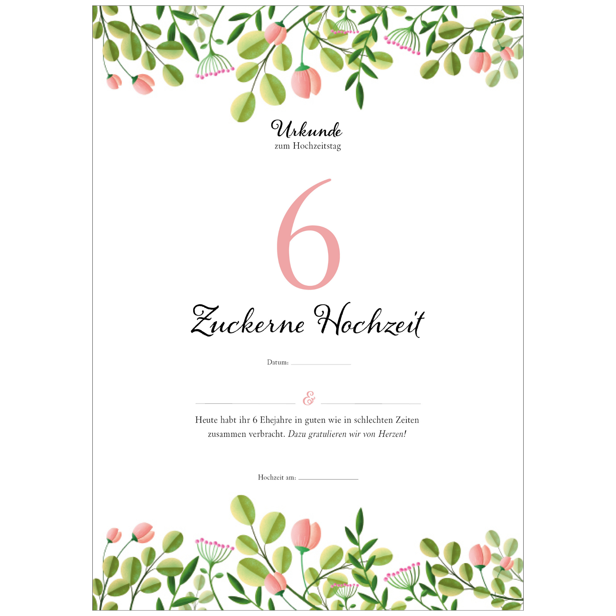 Hochzeitstagsurkunde – Floral