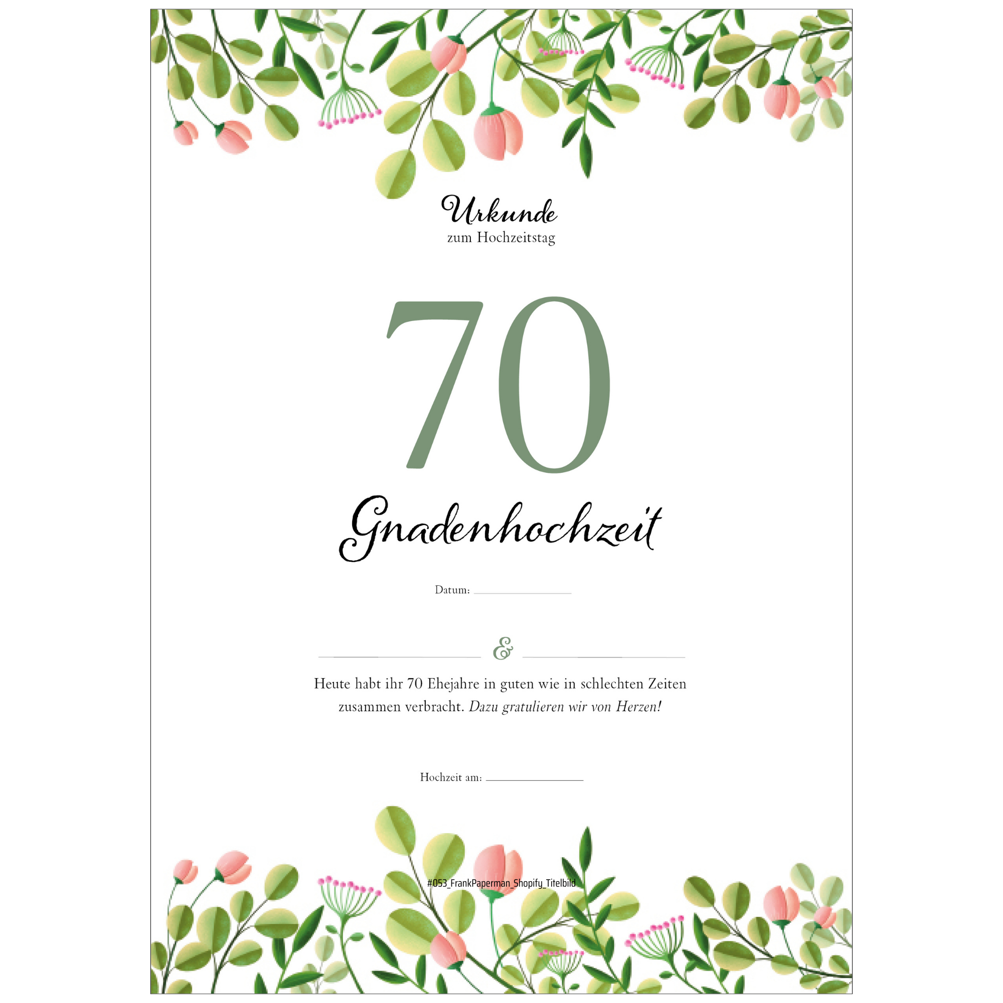 Hochzeitstagsurkunde – Floral