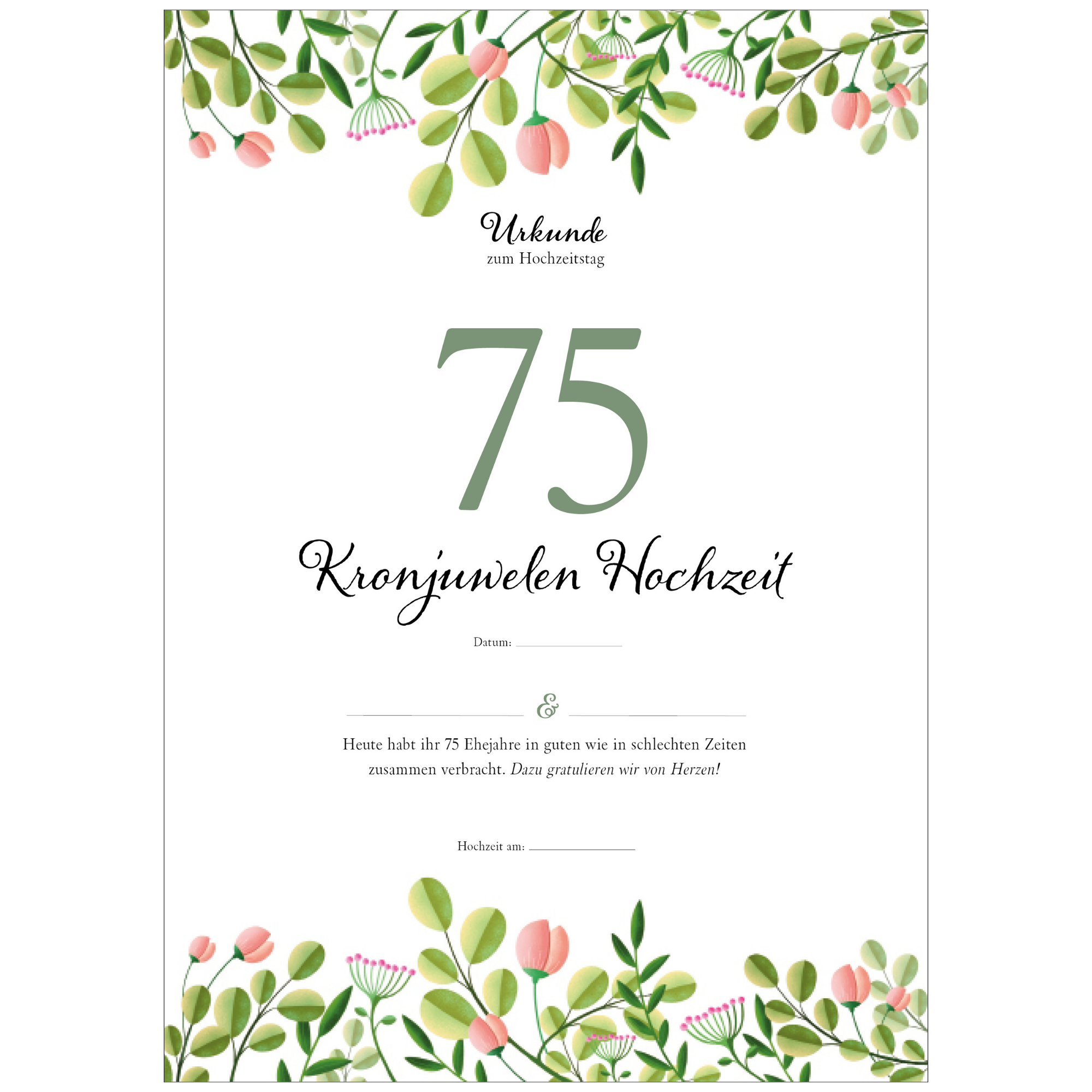 Hochzeitstagsurkunde – Floral